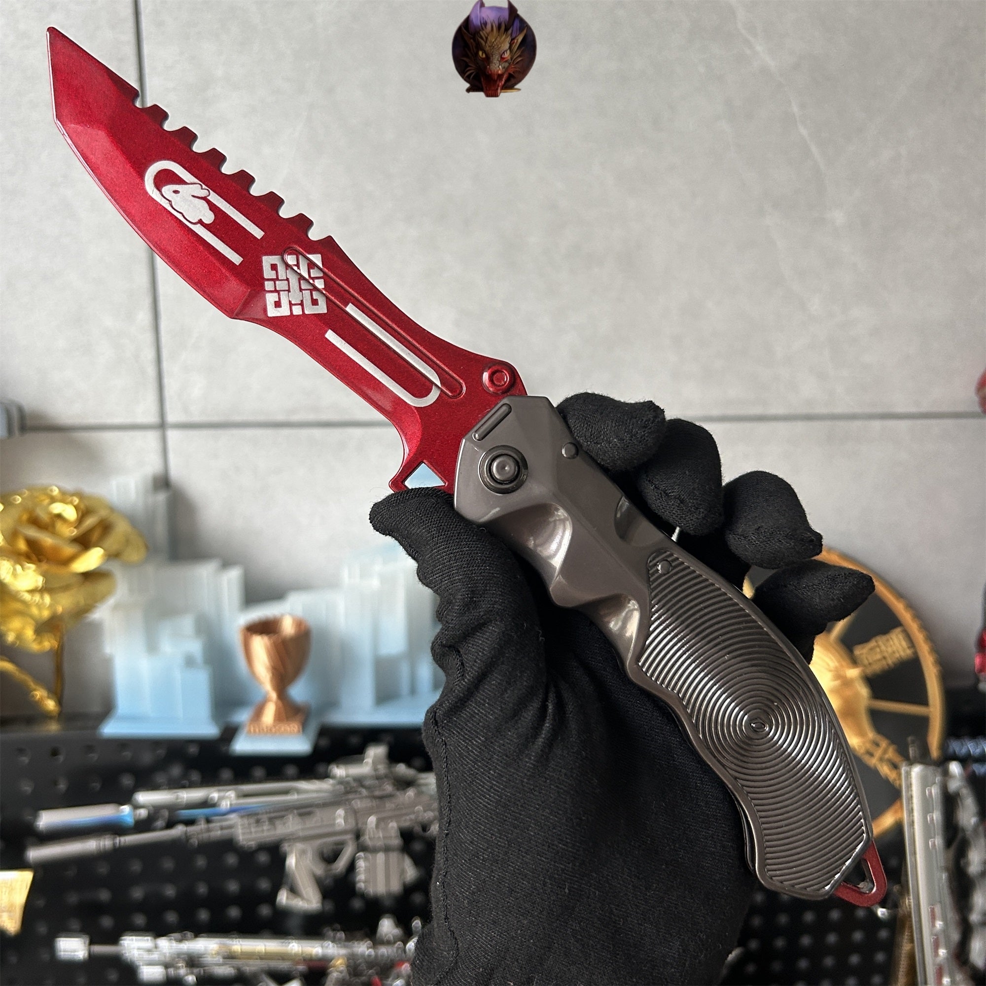 Arena Breakout Game Lucky Rabbit Folding Knife Blunt Metal Replica