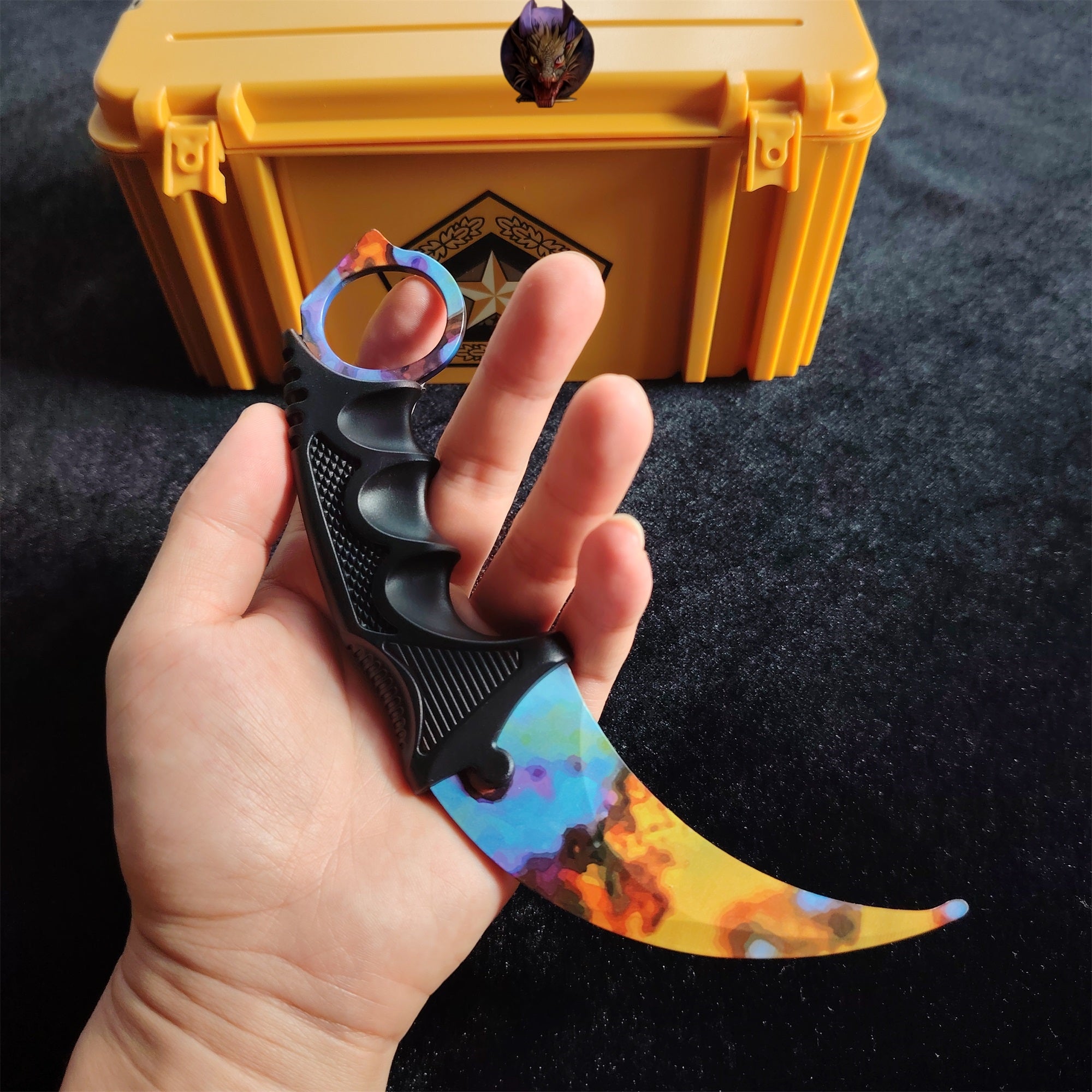CSGO Case Hardened Skins Karambit And Balisong Knife Set With Case