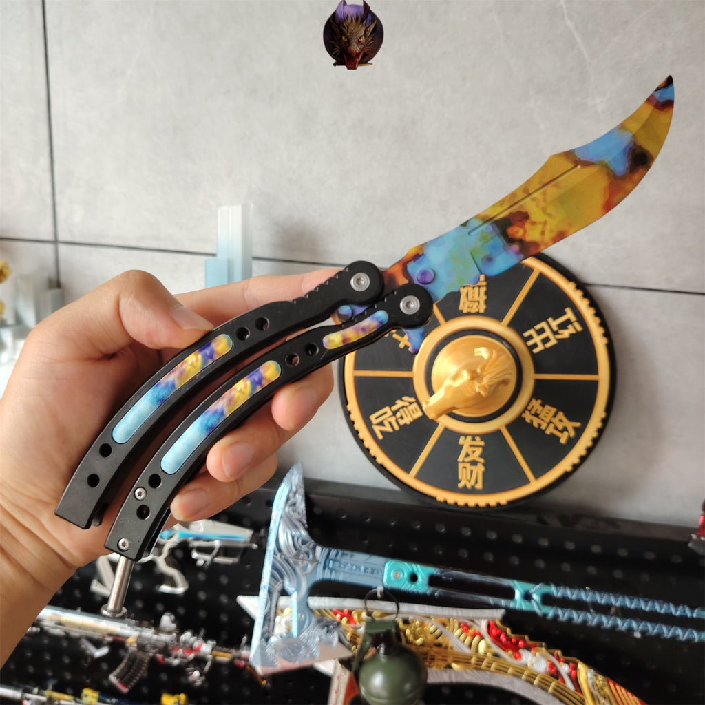 CSGO Case Hardened Skins Karambit And Balisong Knife Set With Case