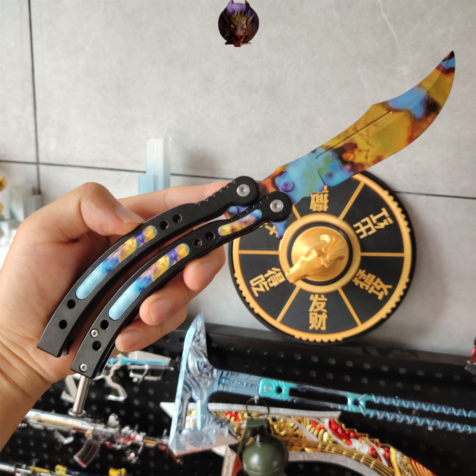 CSGO Case Hardened Skins Karambit And Balisong Knife Set With Case