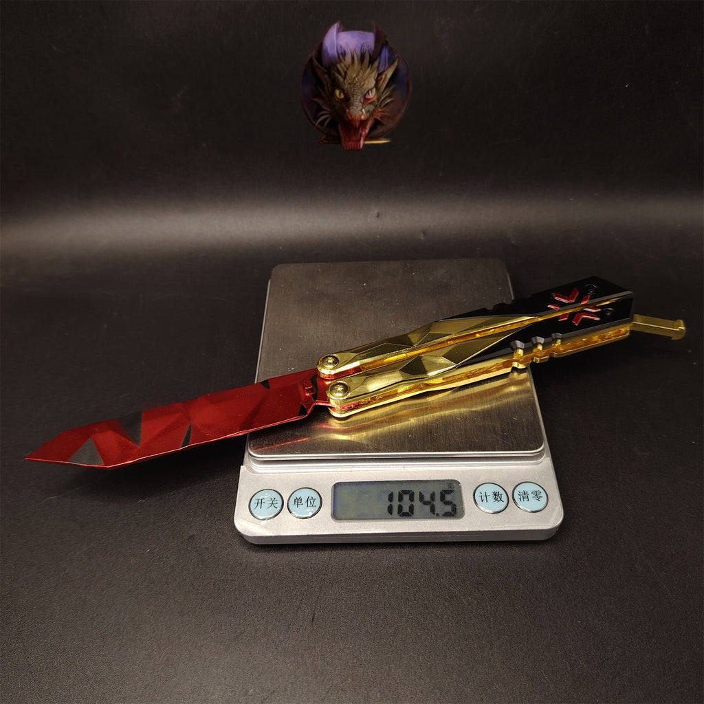 Champion Butterfly Knife Blunt Blade Trainer Display Fan Art With Gift Box