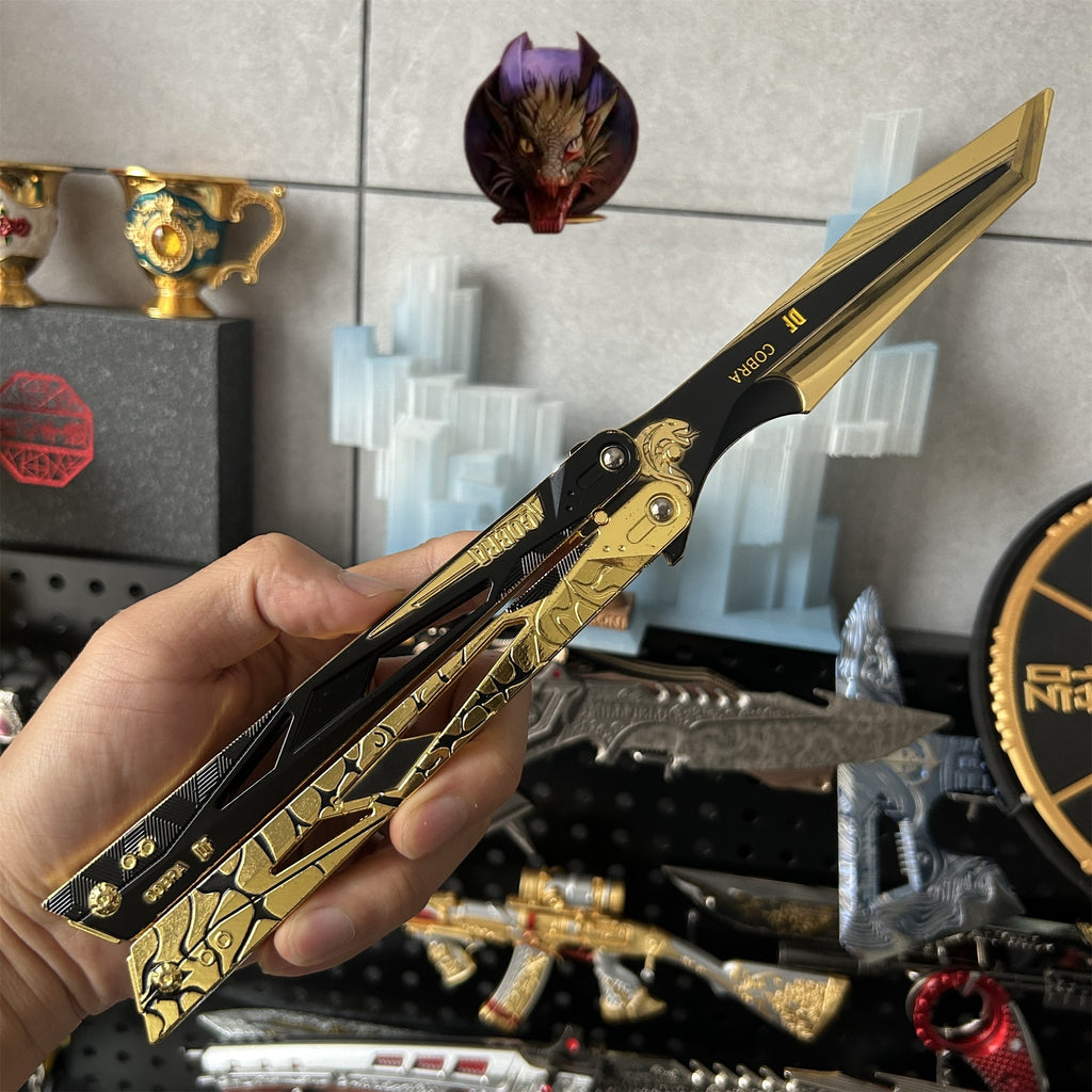 Delta Force Game Cobra Vanguard Butterfly Knife Blunt Metal Replica 2 Optins