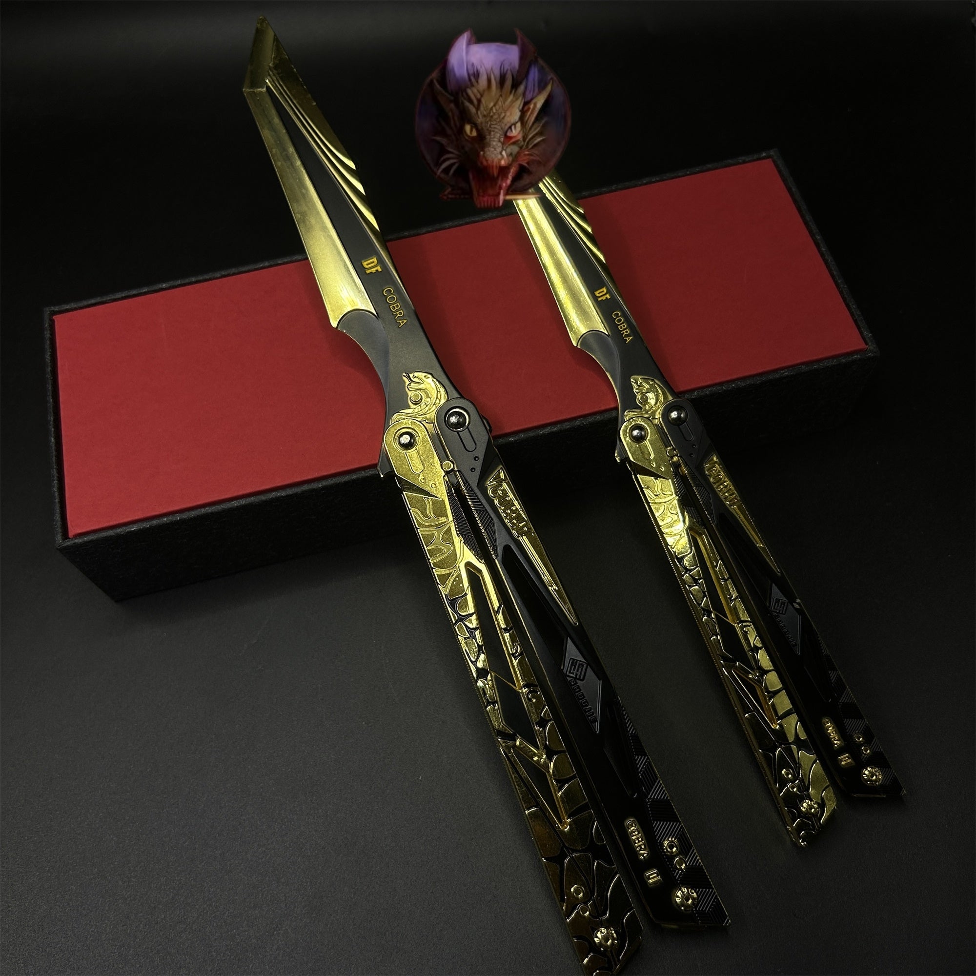 Delta Force Game Cobra Vanguard Butterfly Knife Blunt Metal Replica 2 Optins