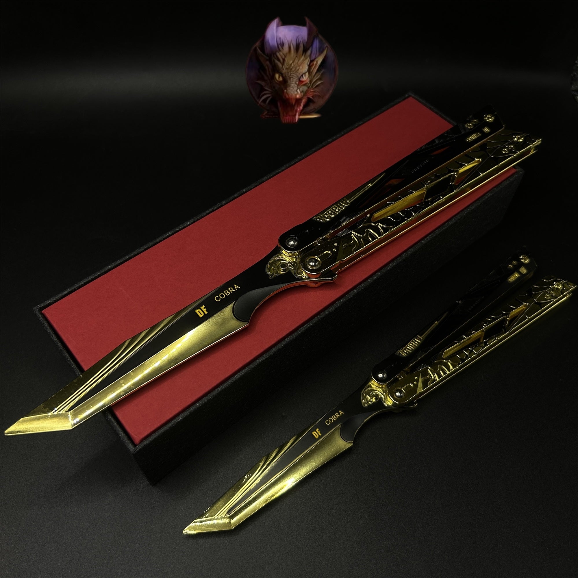 Delta Force Game Cobra Vanguard Butterfly Knife Blunt Metal Replica 2 Optins