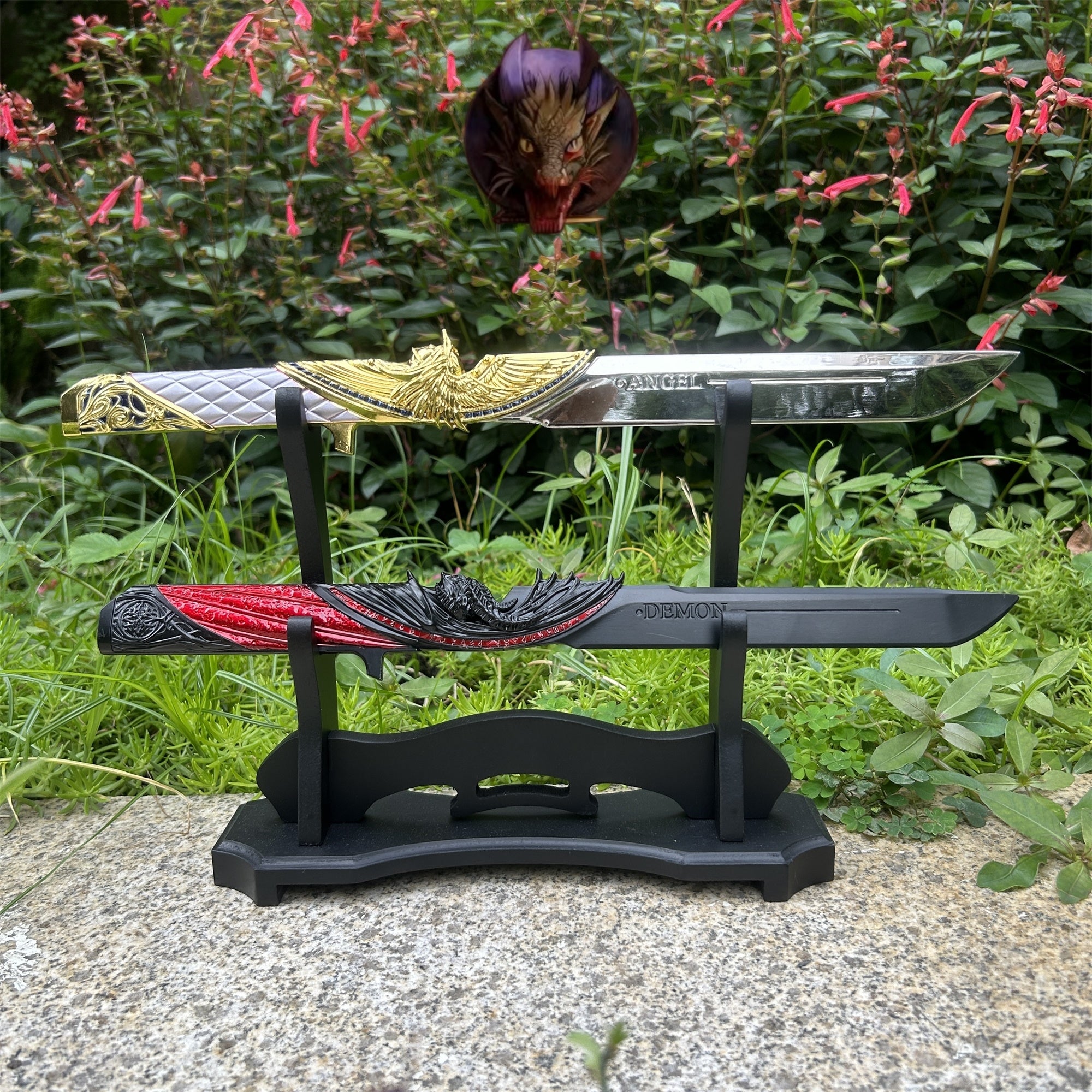 Delta Force Game 35CM 1:1 Size Dark Star Angel & Demon Twin Dull Blade Metal Replica