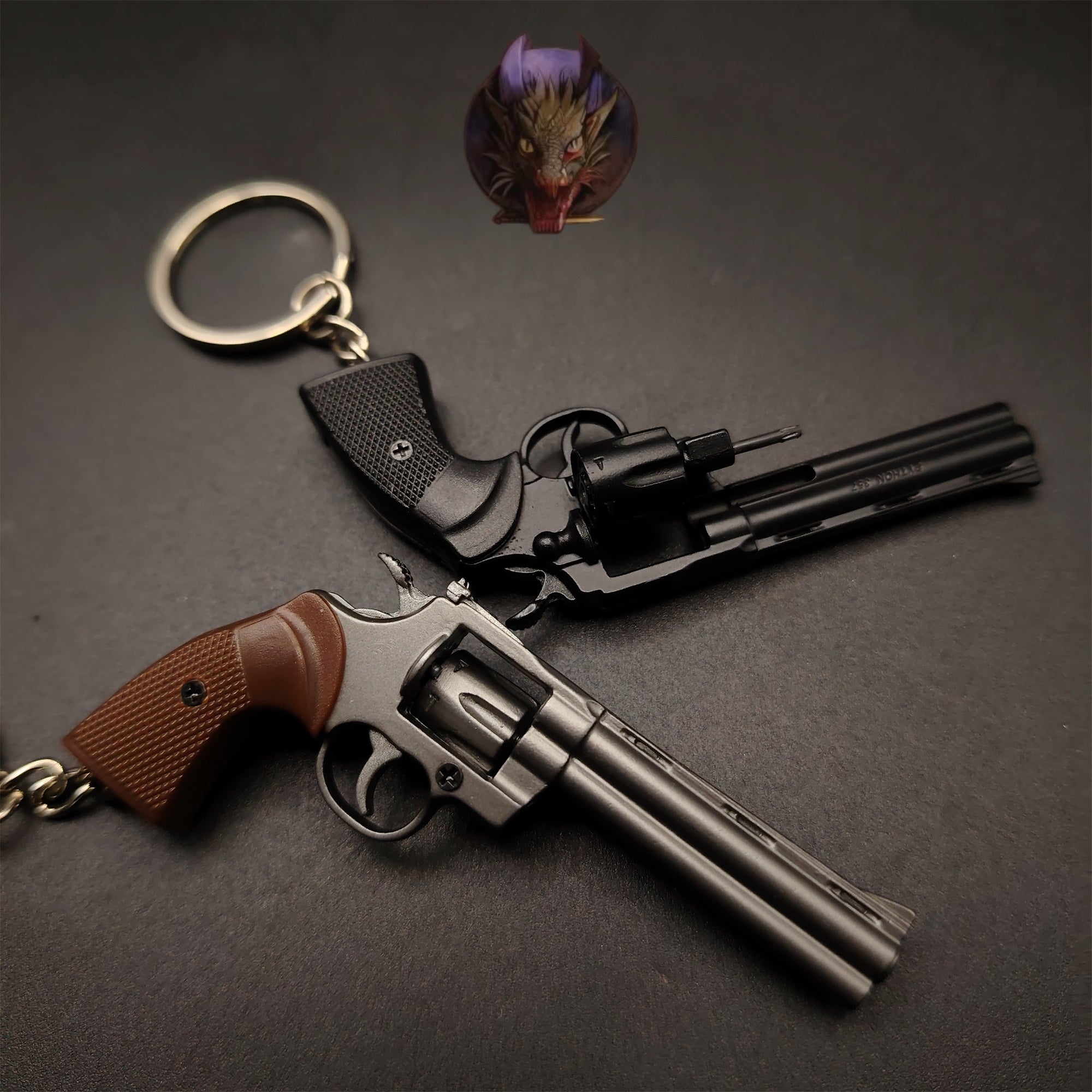 Detachable Metal Python 357 Mini Gun Keychain
