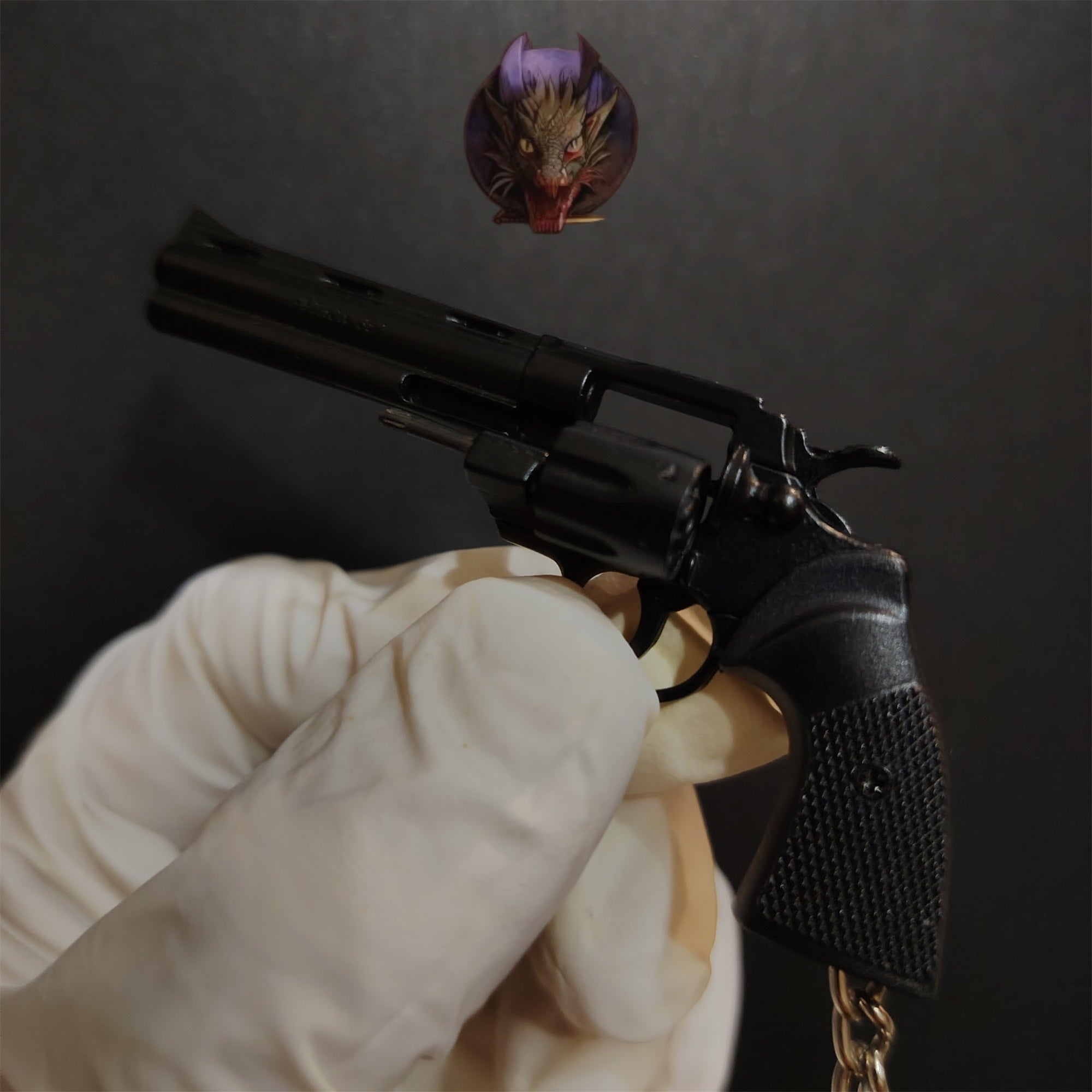 Detachable Metal Python 357 Mini Gun Keychain