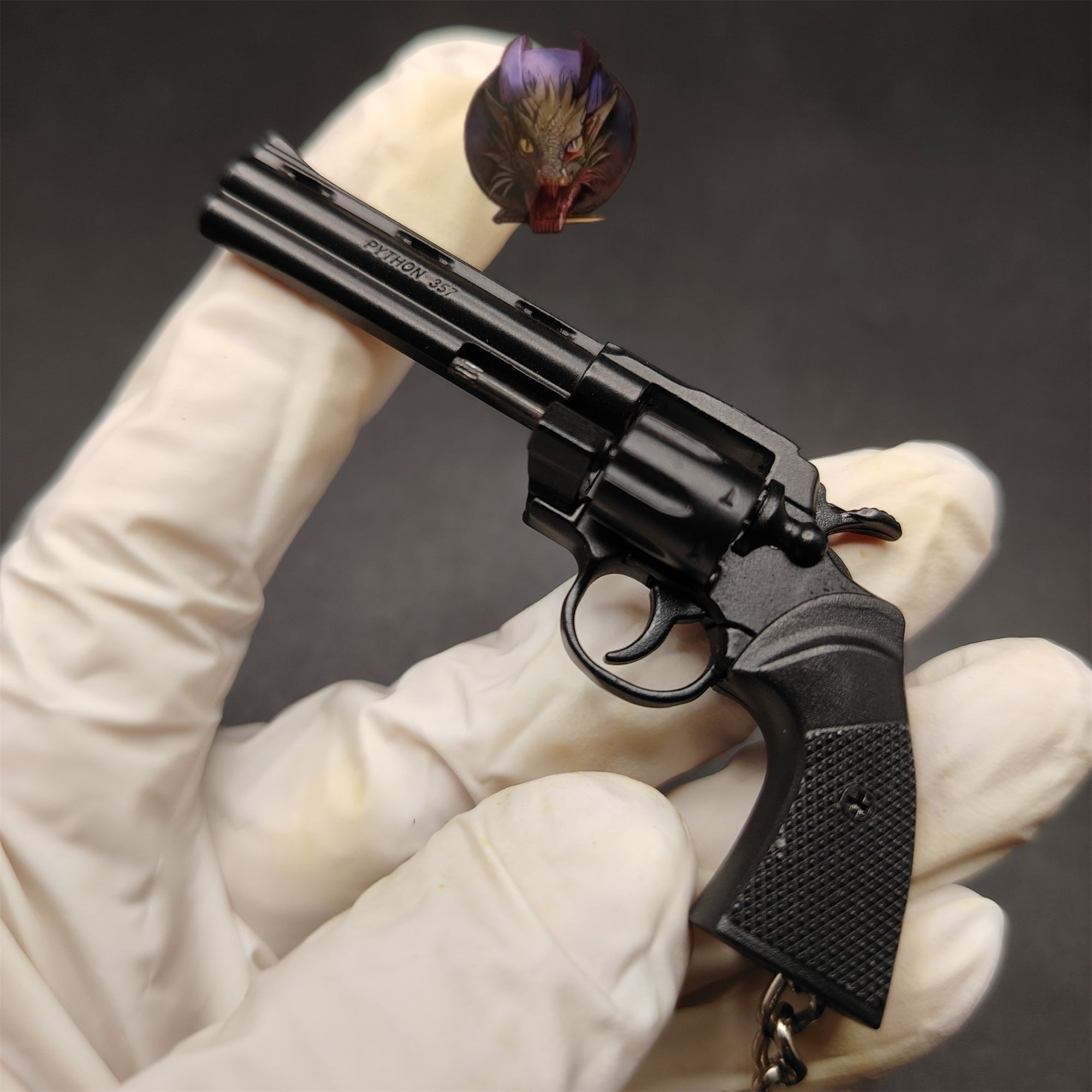 Detachable Metal Python 357 Mini Gun Keychain