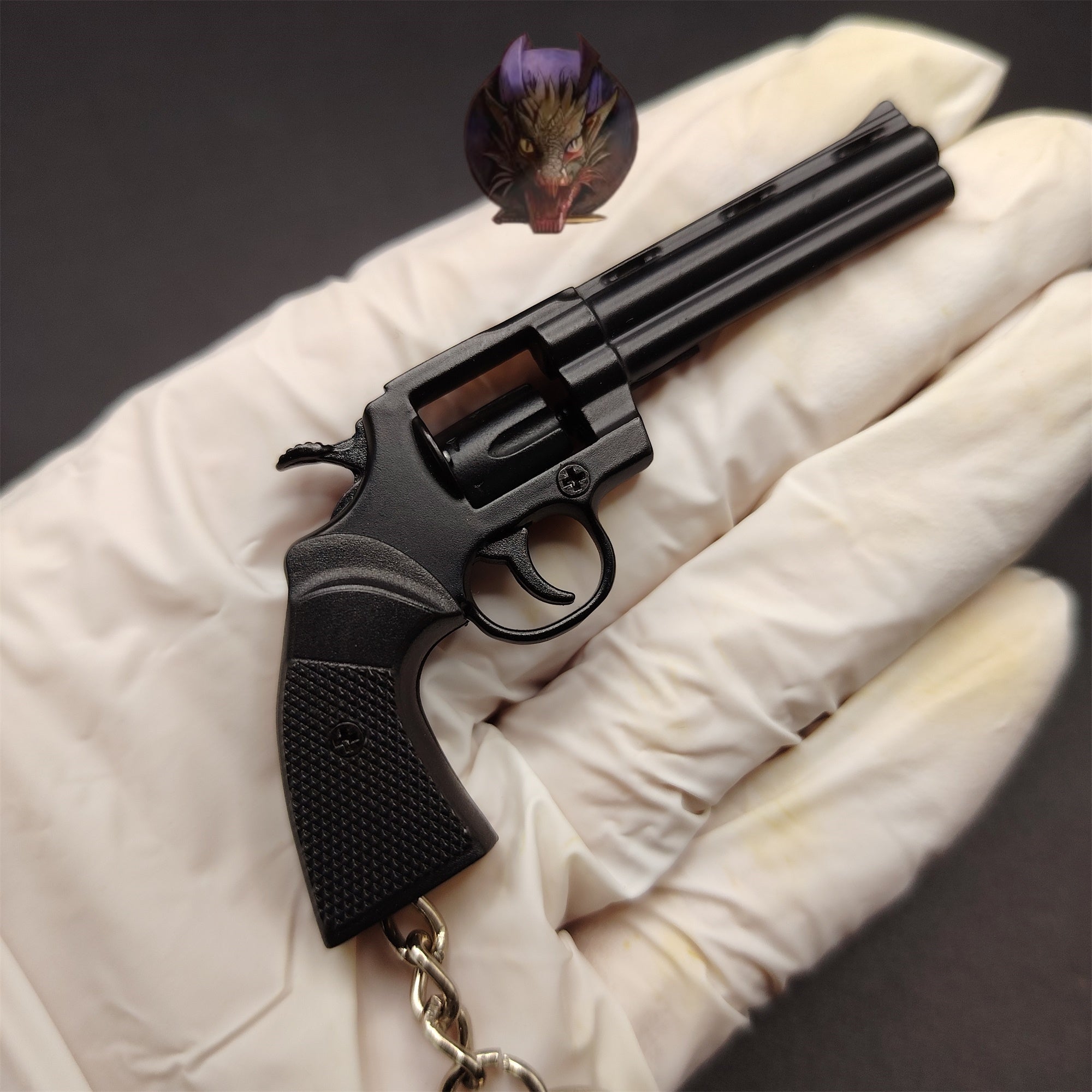 Detachable Metal Python 357 Mini Gun Keychain