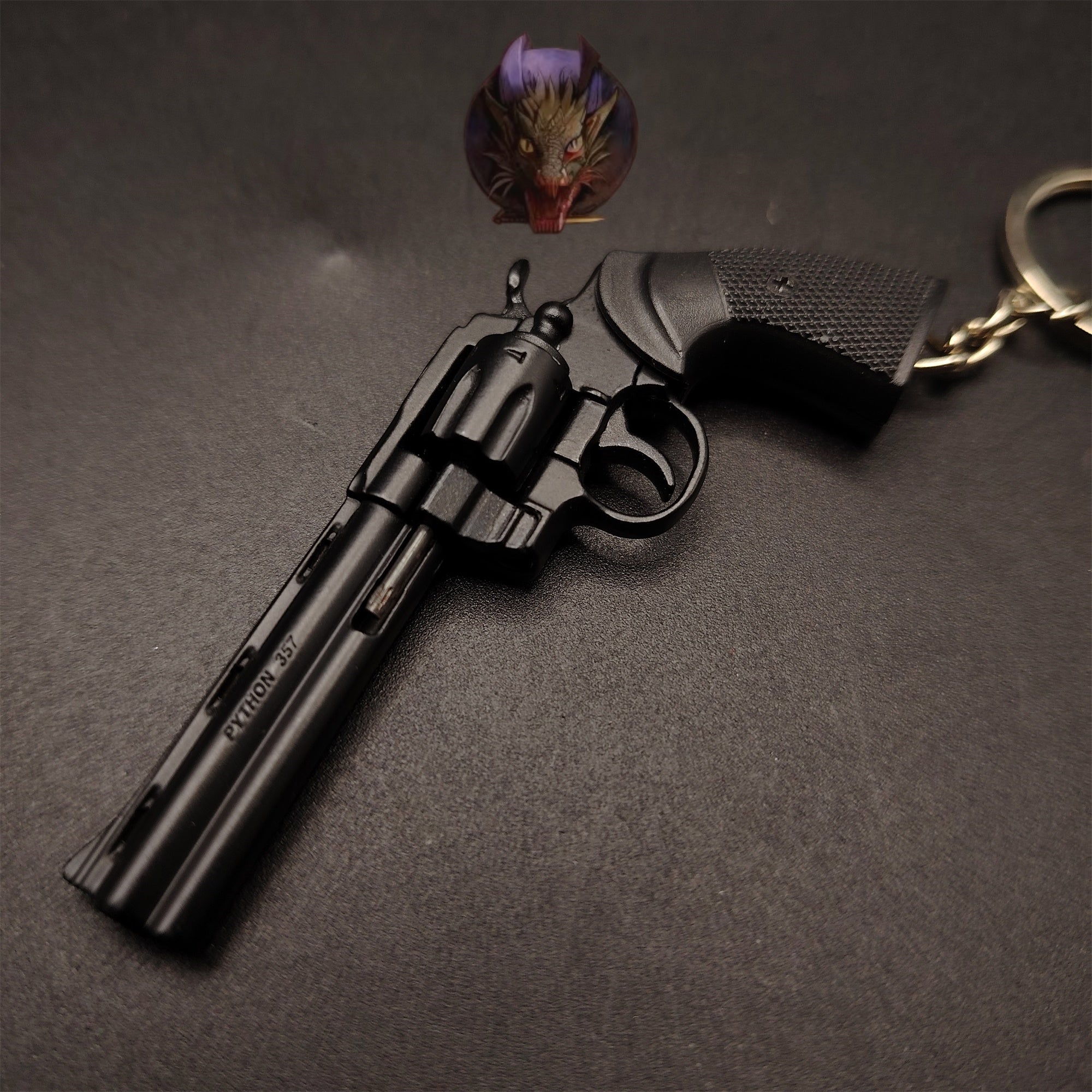 Detachable Metal Python 357 Mini Gun Keychain