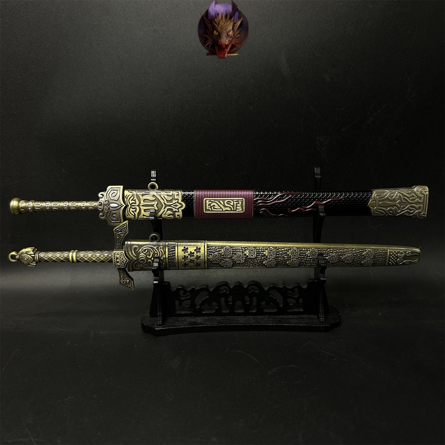 2-Layer Wood Display Holder Mini Katana Stand