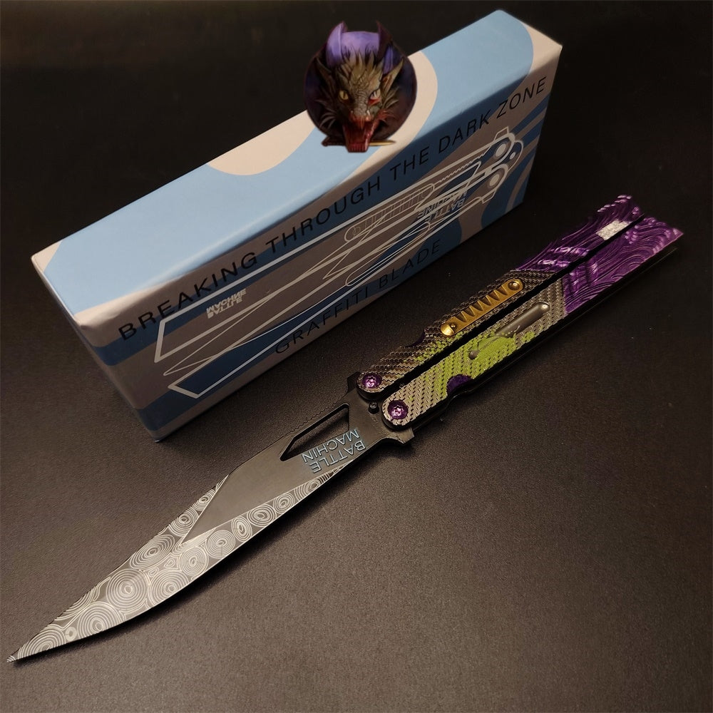 Graffiti Blade Butterfly Knife Metal Replica With Gift Box