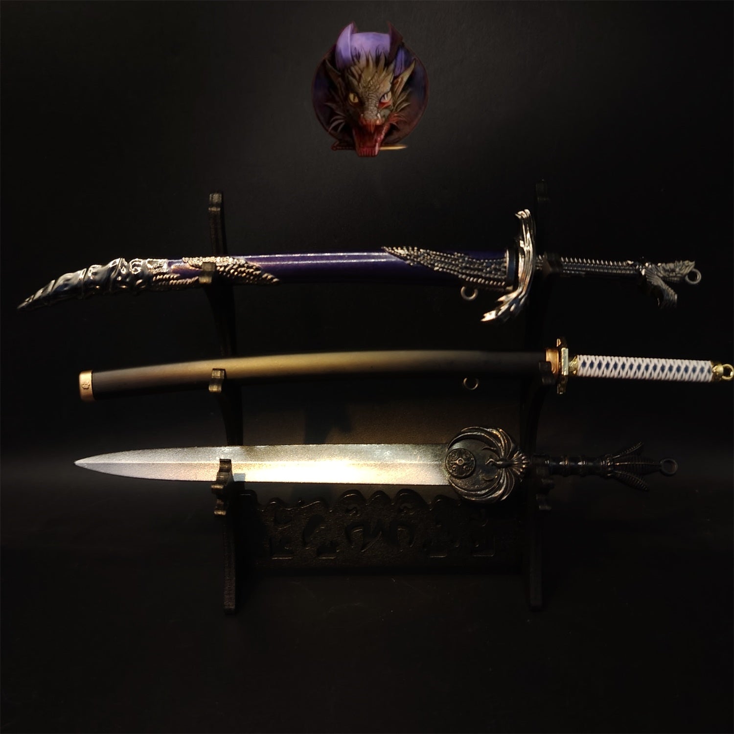 3-Layer Wood Display Holder Mini Katana Stand