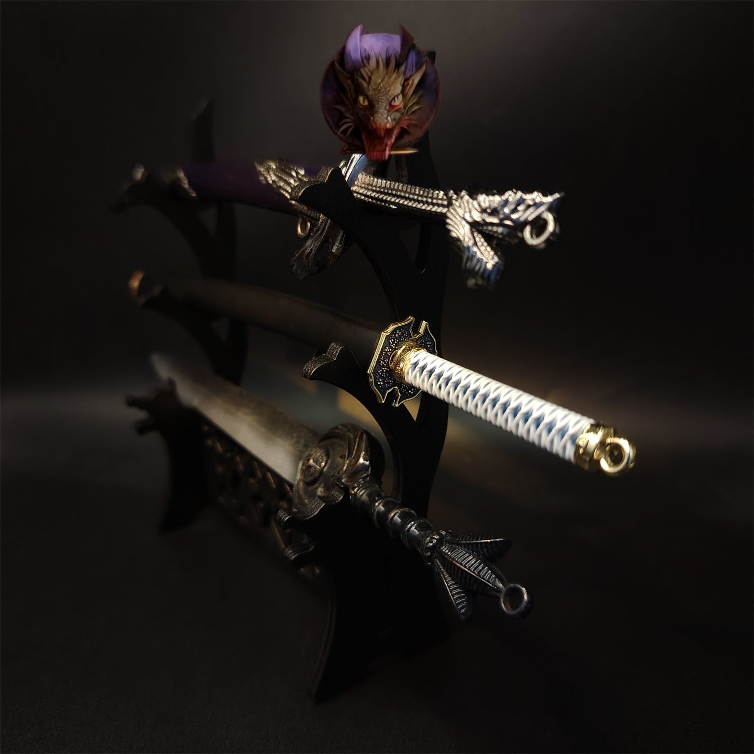 3-Layer Wood Display Holder Mini Katana Stand