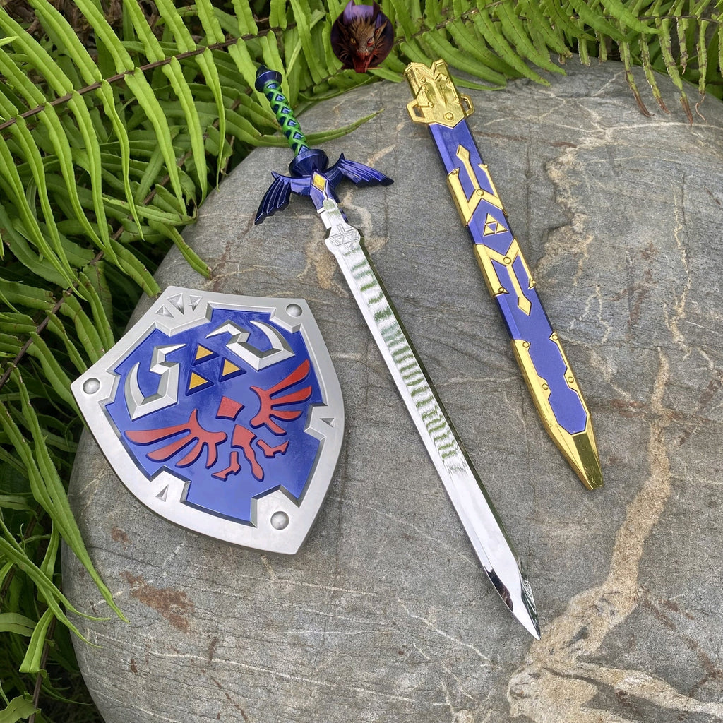 Hylian Shield And 28CM Link Master Sword Metal Replica Miniatue 2 In 1 Pack