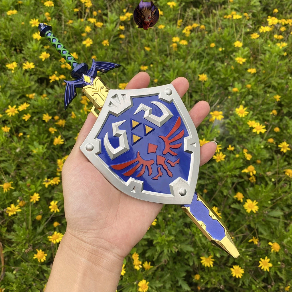 Hylian Shield And 28CM Link Master Sword Metal Replica Miniatue 2 In 1 Pack