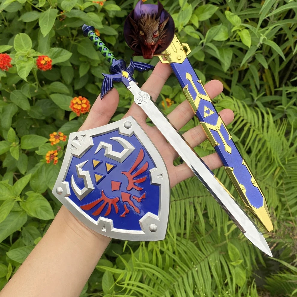 Hylian Shield And 28CM Link Master Sword Metal Replica Miniatue 2 In 1 Pack