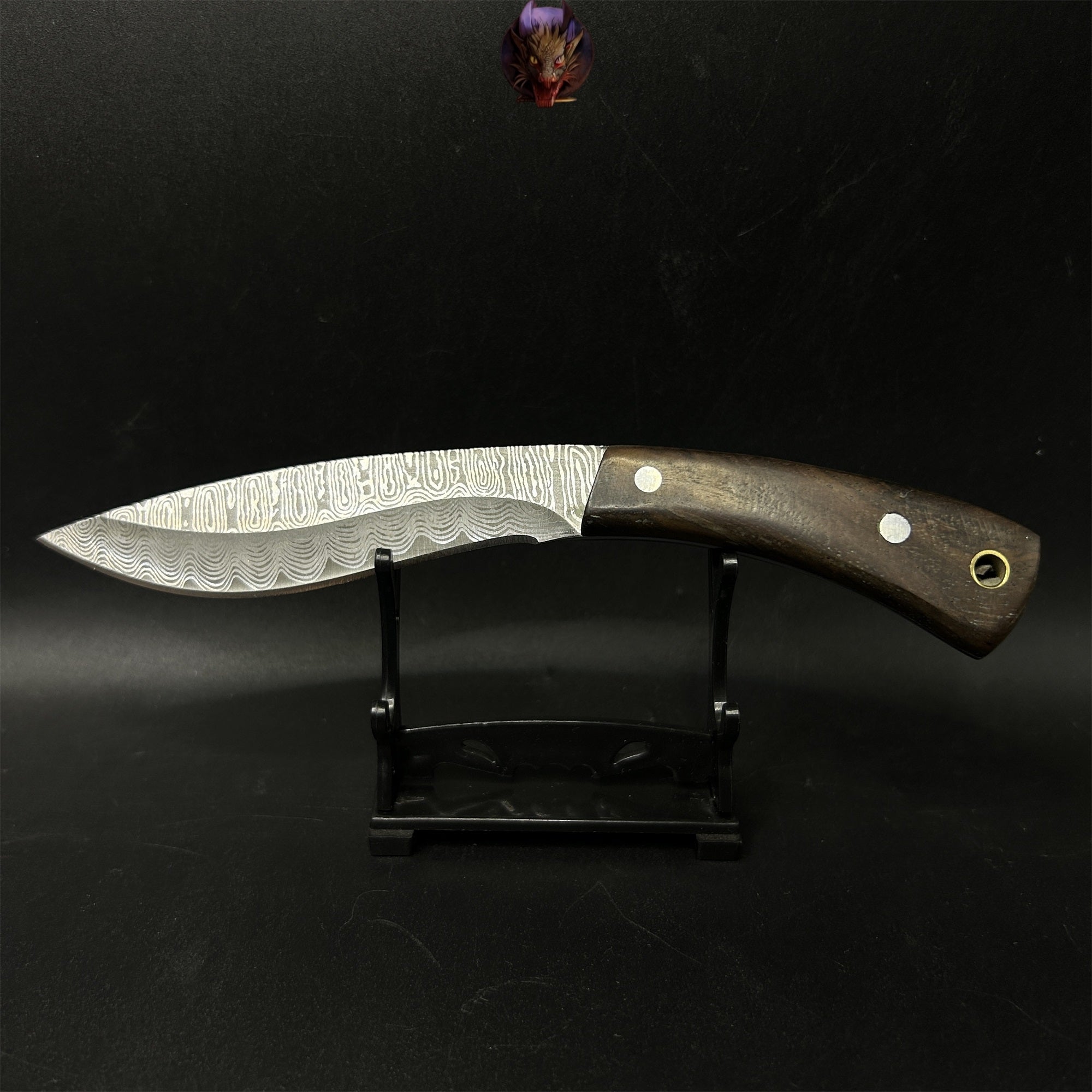 Mini Damascus Nepal Dagger EDC Wooden Handle Sharp Knife