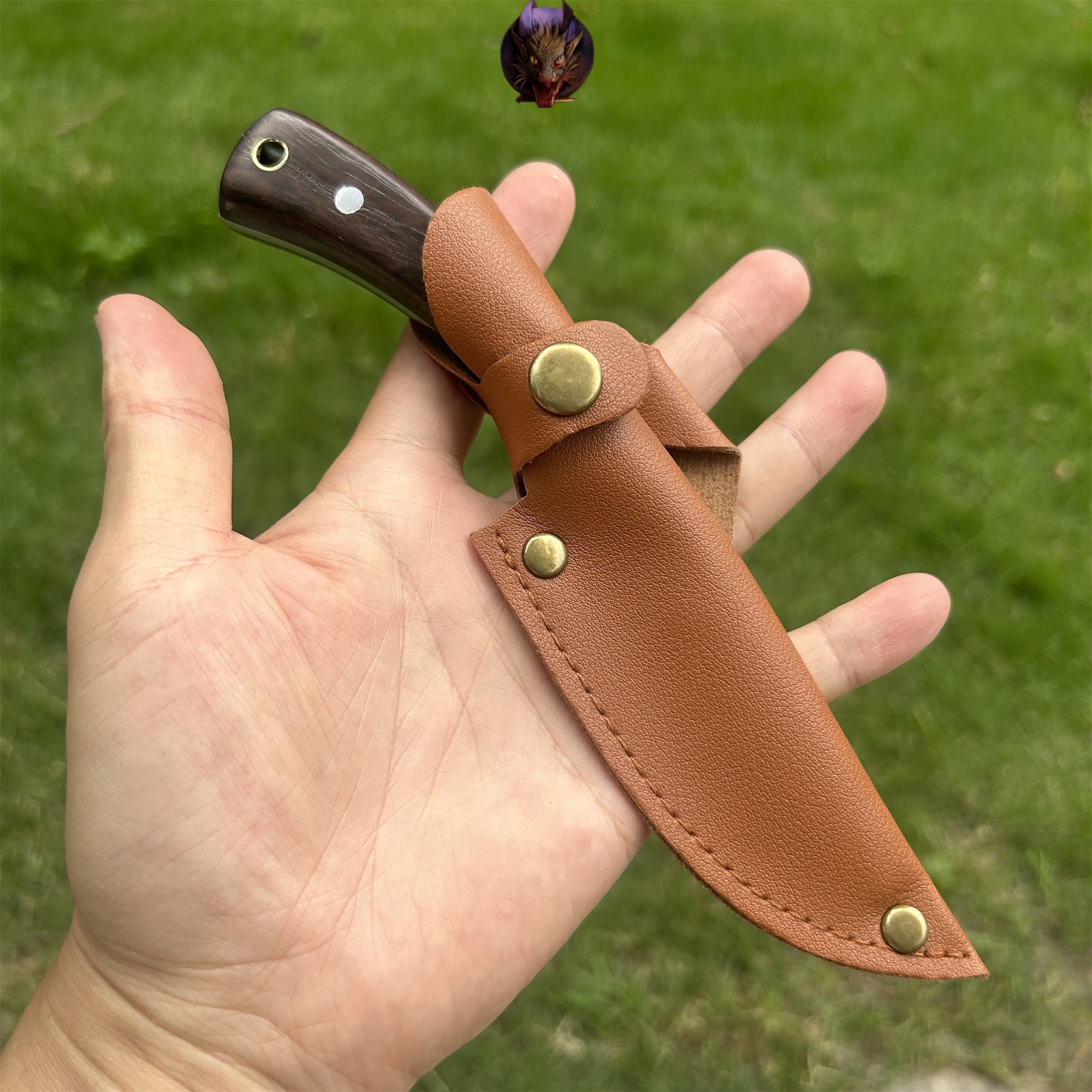 Mini Damascus Nepal Dagger EDC Wooden Handle Sharp Knife