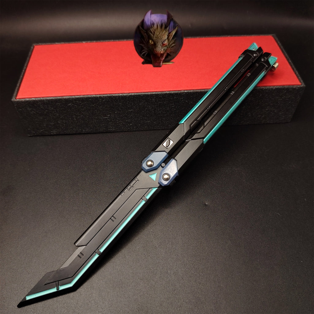 Val Blue RGX Butterfly Knife Blunt Blade Metal Replica