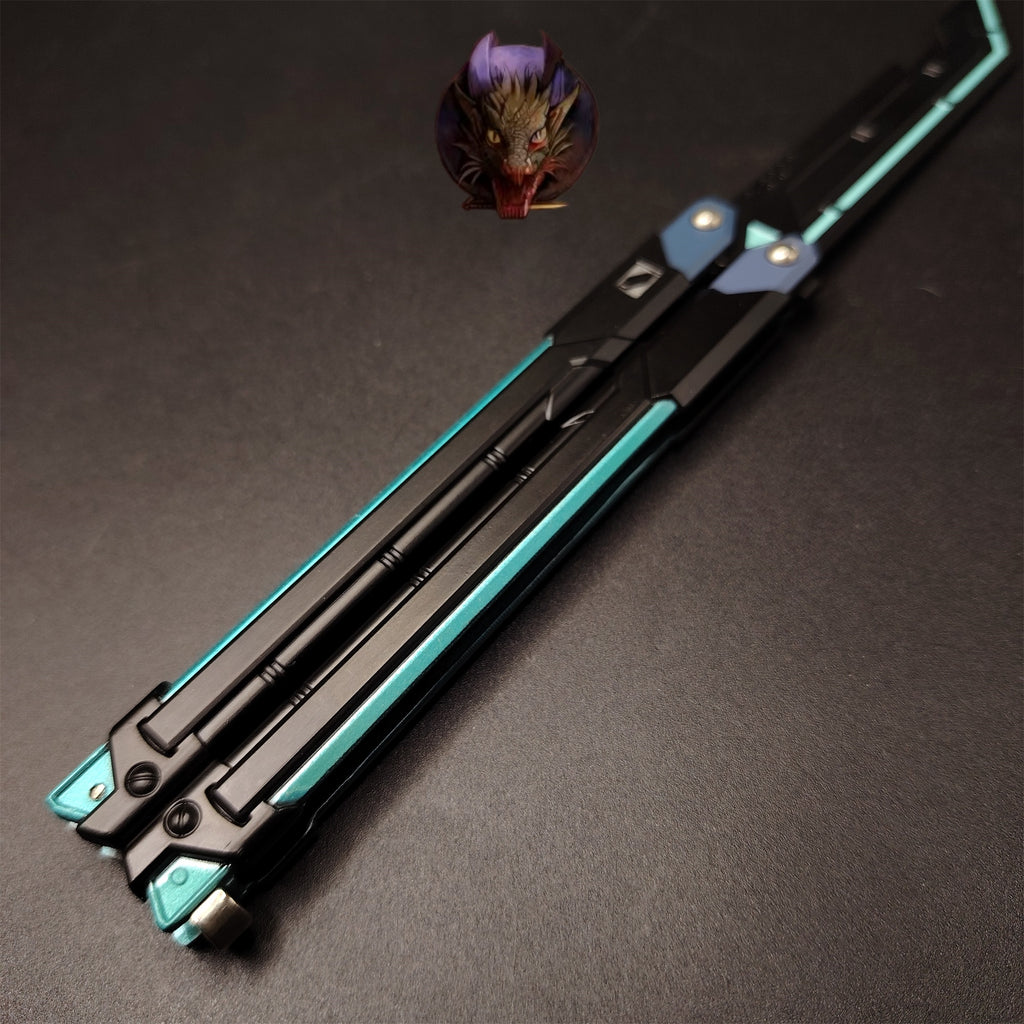Val Blue RGX Butterfly Knife Blunt Blade Metal Replica