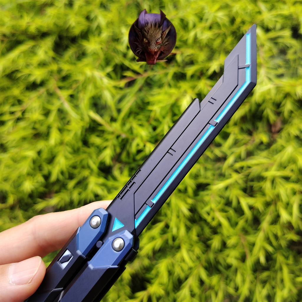 Val Blue RGX Butterfly Knife Blunt Blade Metal Replica