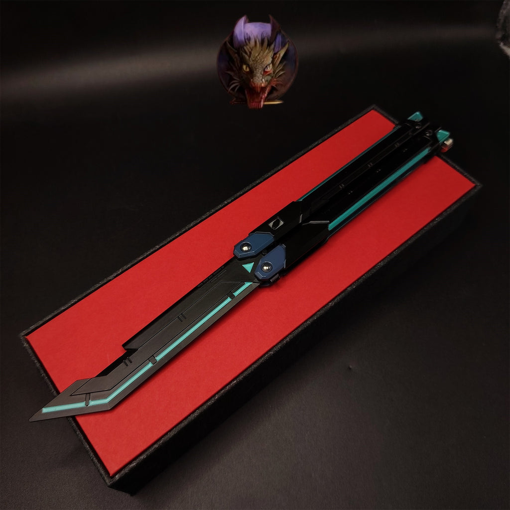 Val Blue RGX Butterfly Knife Blunt Blade Metal Replica