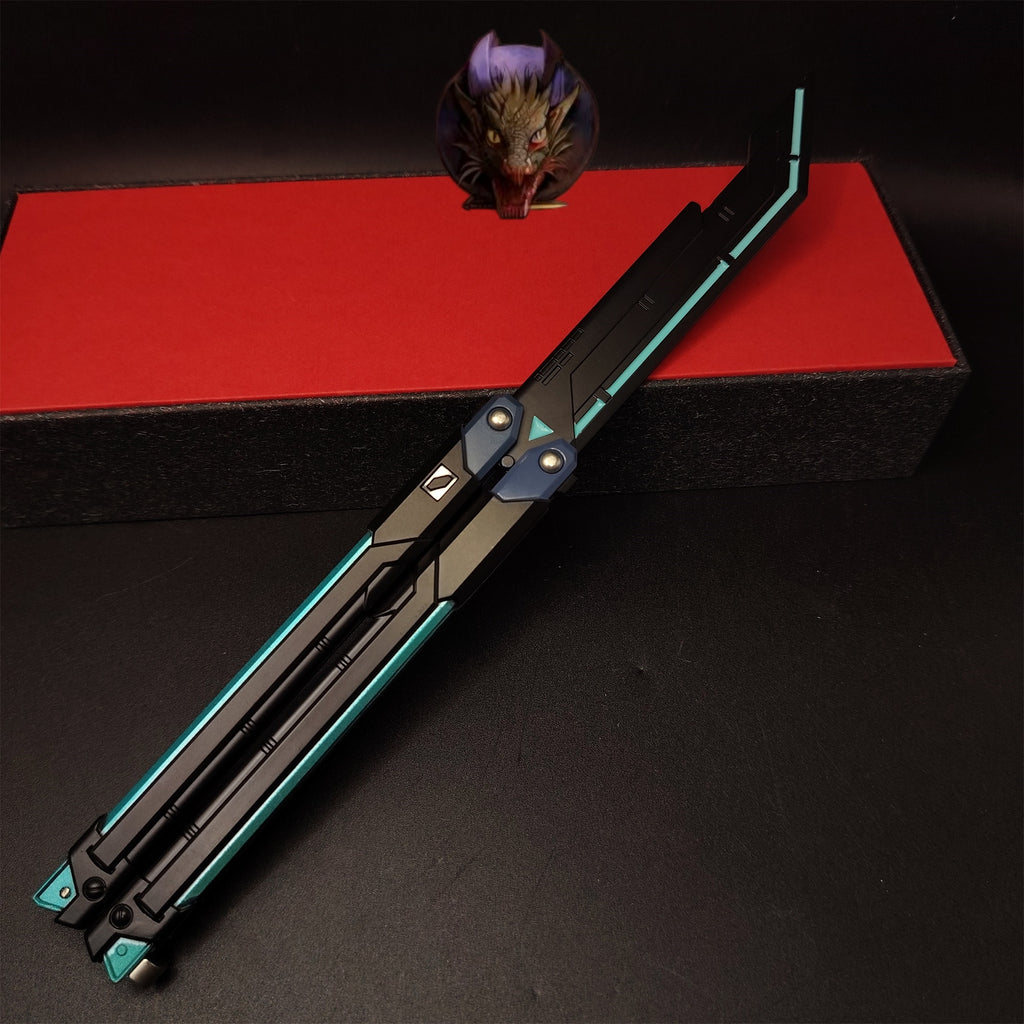 Val Blue RGX Butterfly Knife Blunt Blade Metal Replica