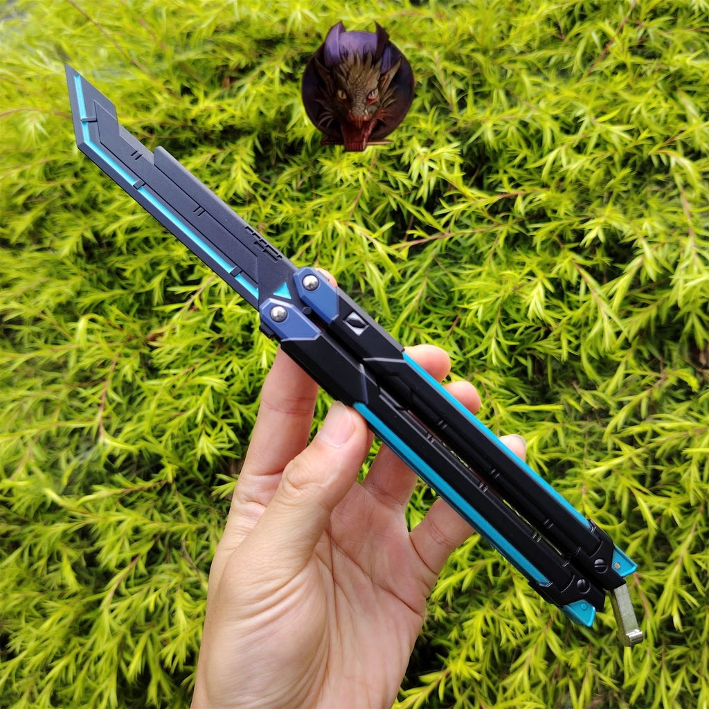 Val Blue RGX Butterfly Knife Blunt Blade Metal Replica