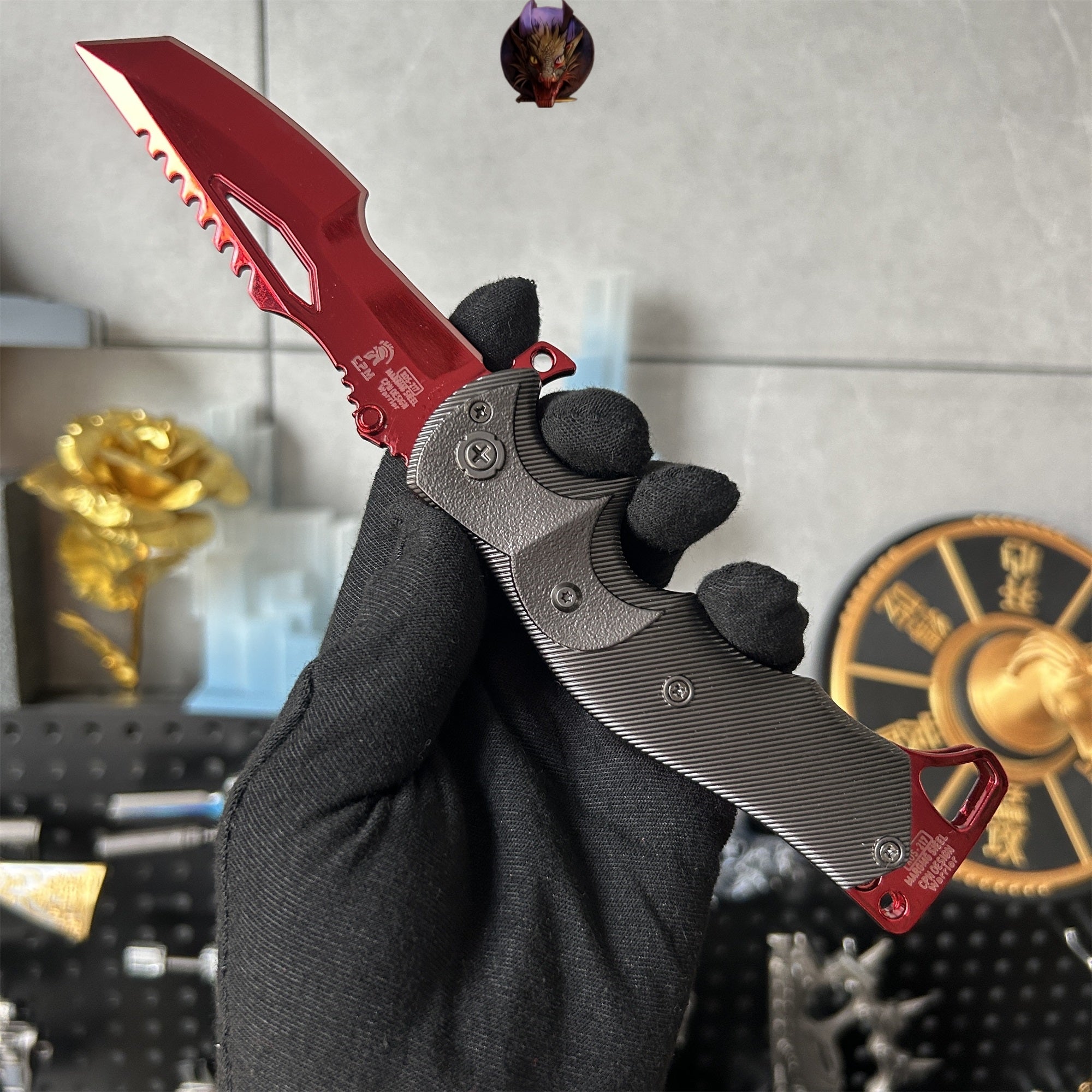 Arena Breakout Game Red Kite Combat Knife Blunt Metal Replica