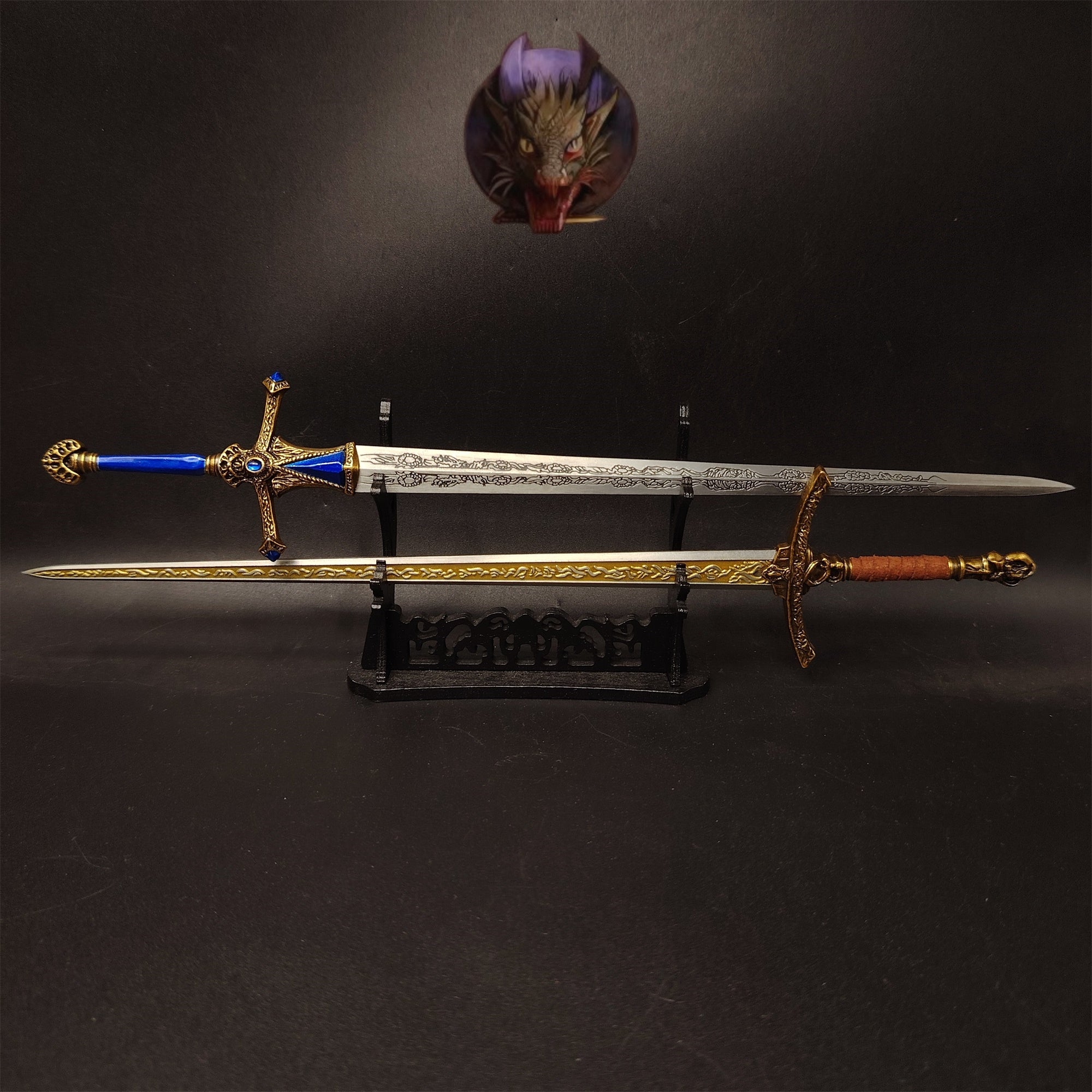 E Ring Twin Moon Knight Rellana Sword Metal Replica 2 Options