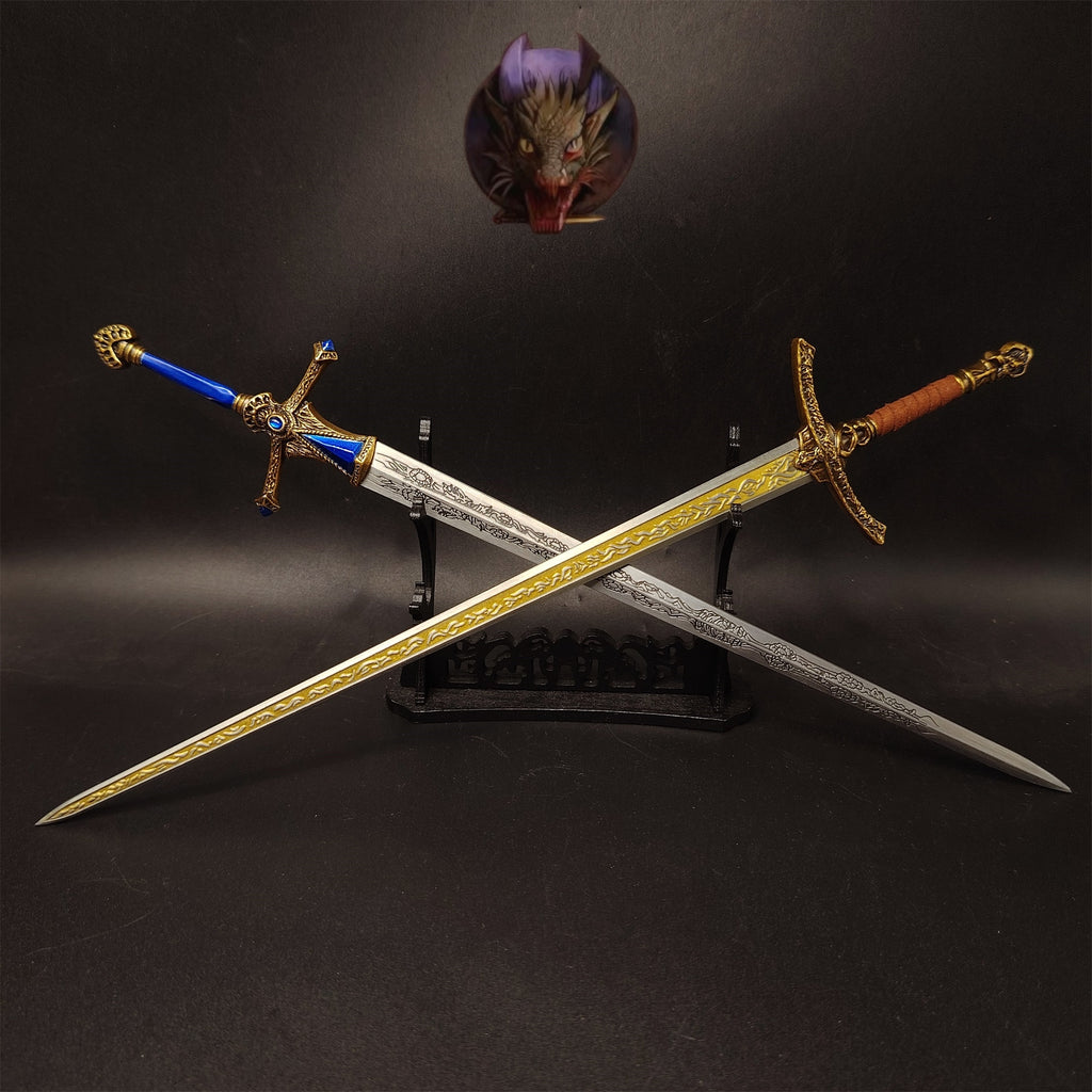 E Ring Twin Moon Knight Rellana Sword Metal Replica 2 Options
