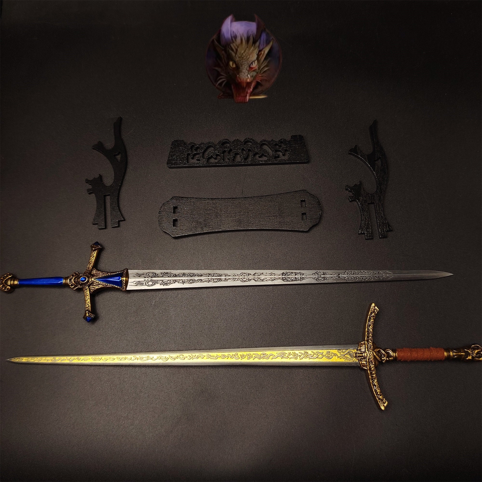 E Ring Twin Moon Knight Rellana Sword Metal Replica 2 Options