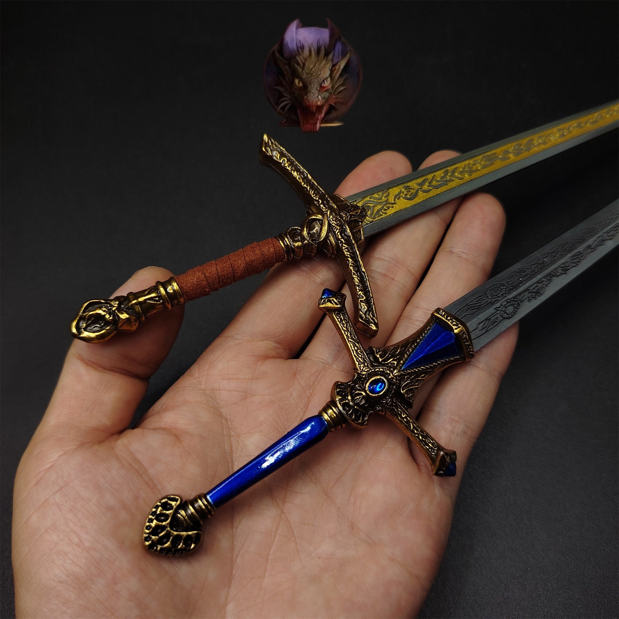 E Ring Twin Moon Knight Rellana Sword Metal Replica 2 Options