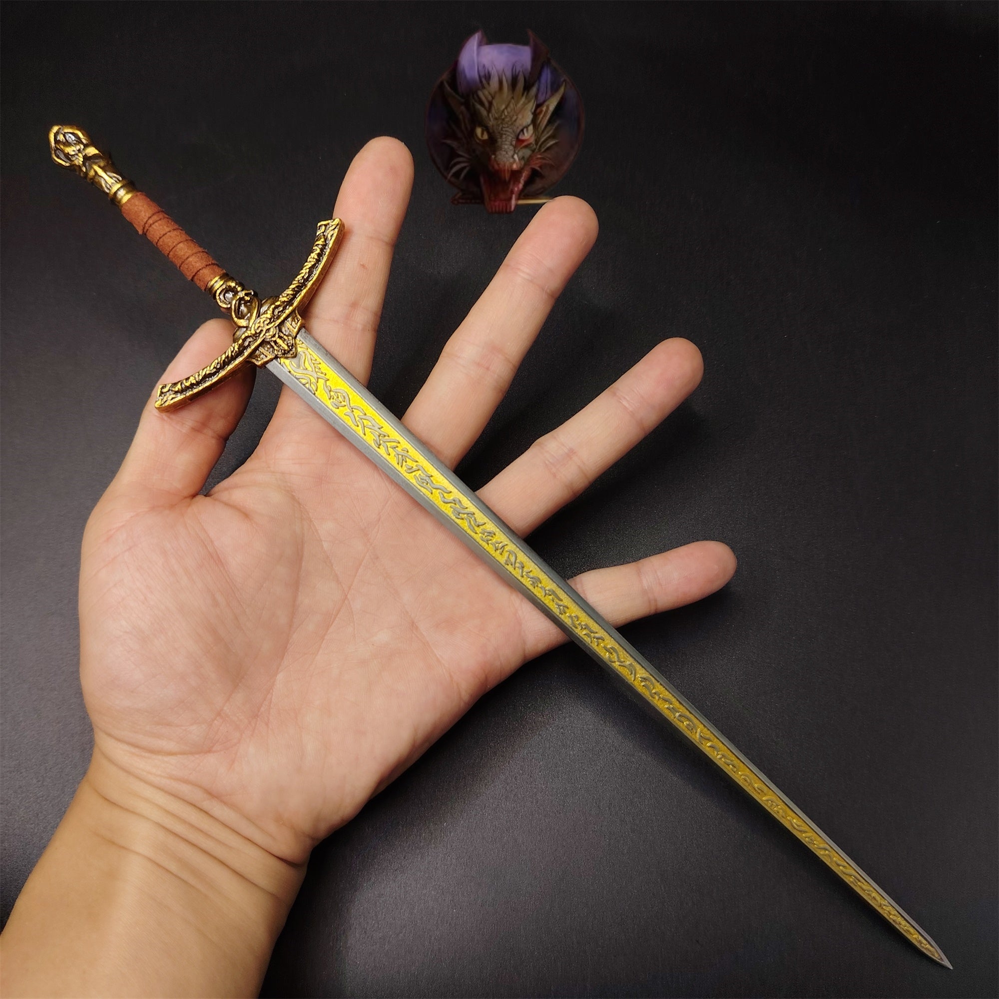 E Ring Twin Moon Knight Rellana Sword Metal Replica 2 Options