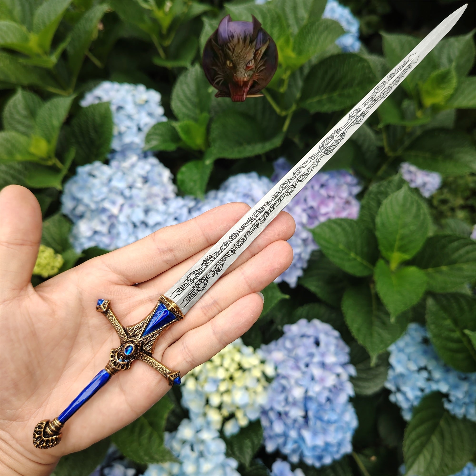 E Ring Twin Moon Knight Rellana Sword Metal Replica 2 Options