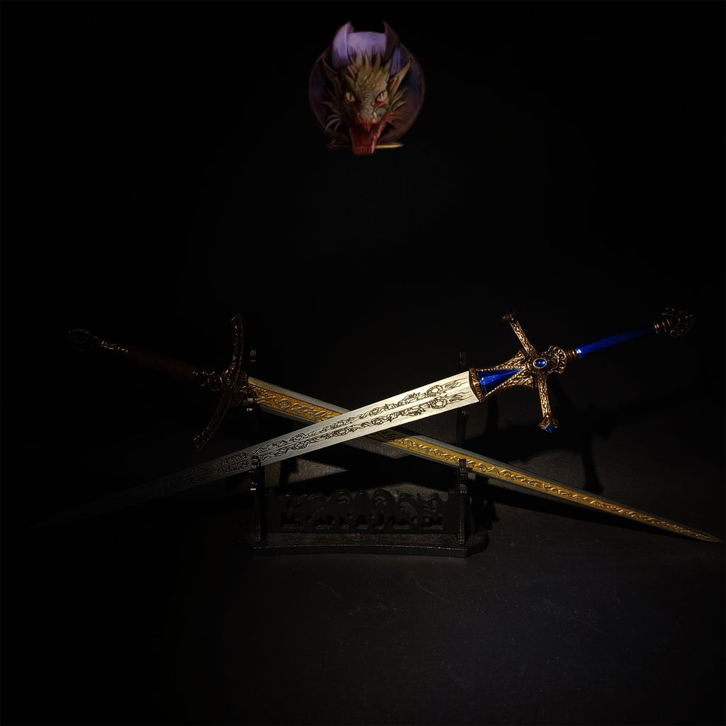 E Ring Twin Moon Knight Rellana Sword Metal Replica 2 Options