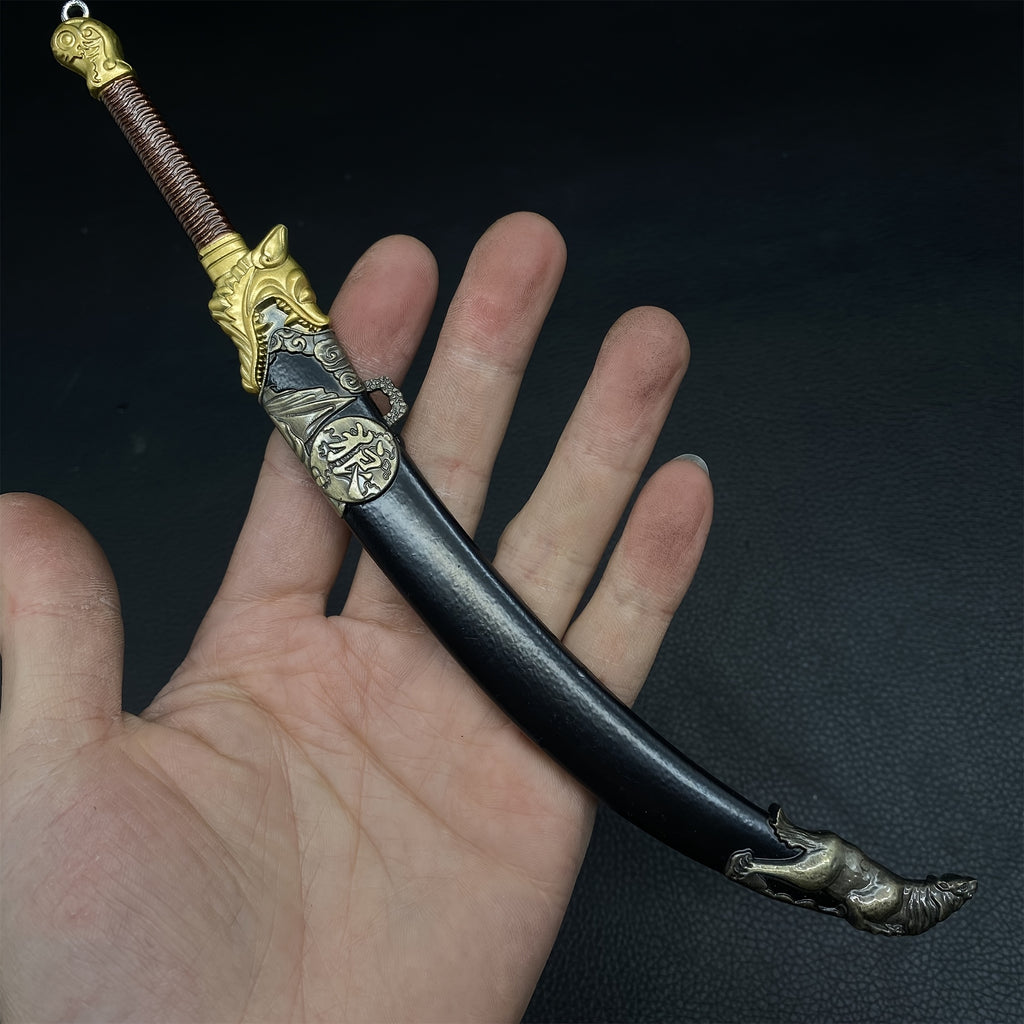 Mini Wolf Head Blunt Blade Sword 1/6 Metal Replica