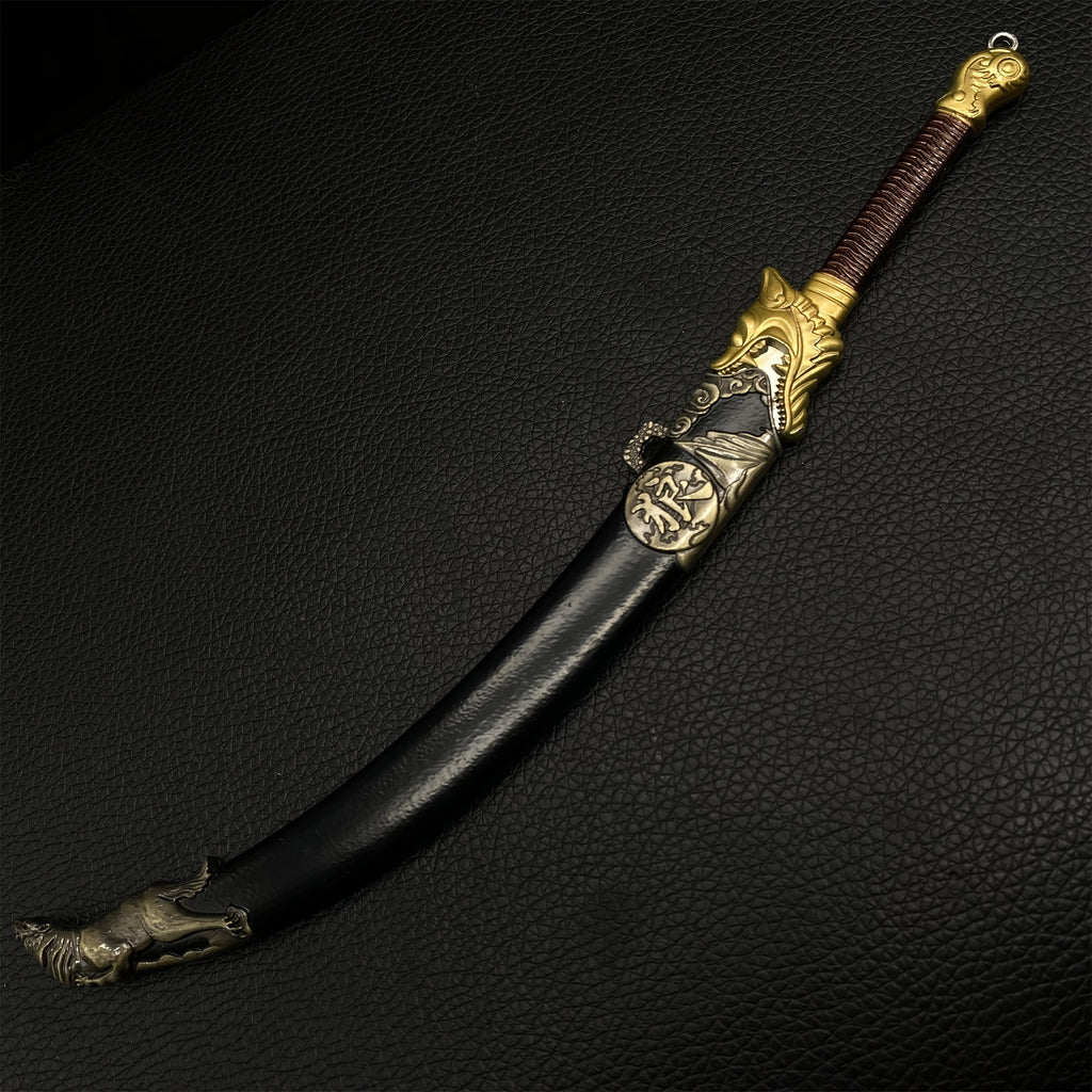 Mini Wolf Head Blunt Blade Sword 1/6 Metal Replica