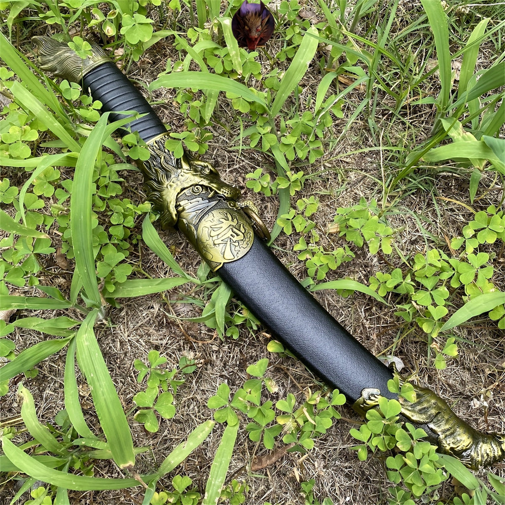 Wolf Head Knife Handcarft Wolf Steel Dagger Blunt Blade Sword