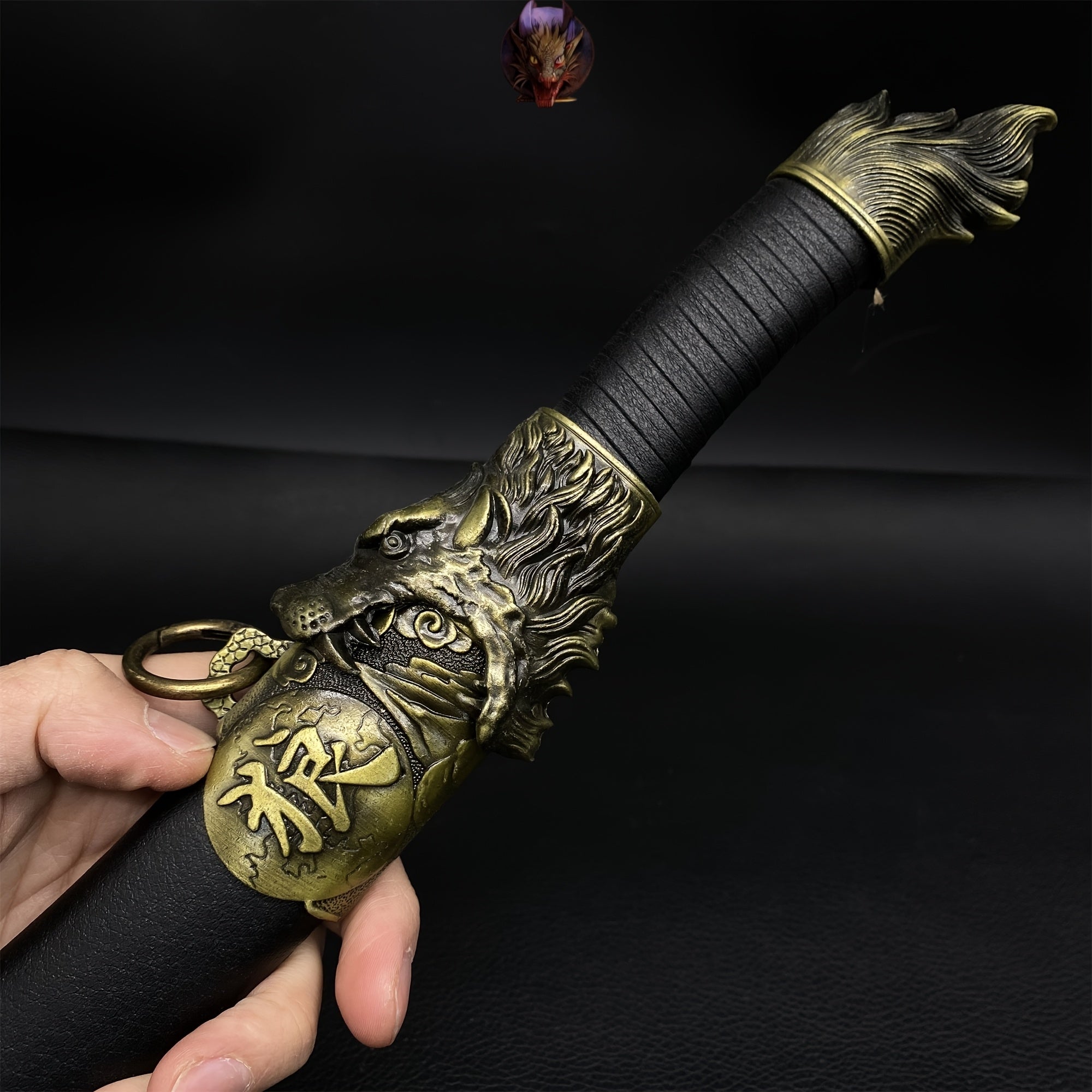 Wolf Head Knife Handcarft Wolf Steel Dagger Blunt Blade Sword