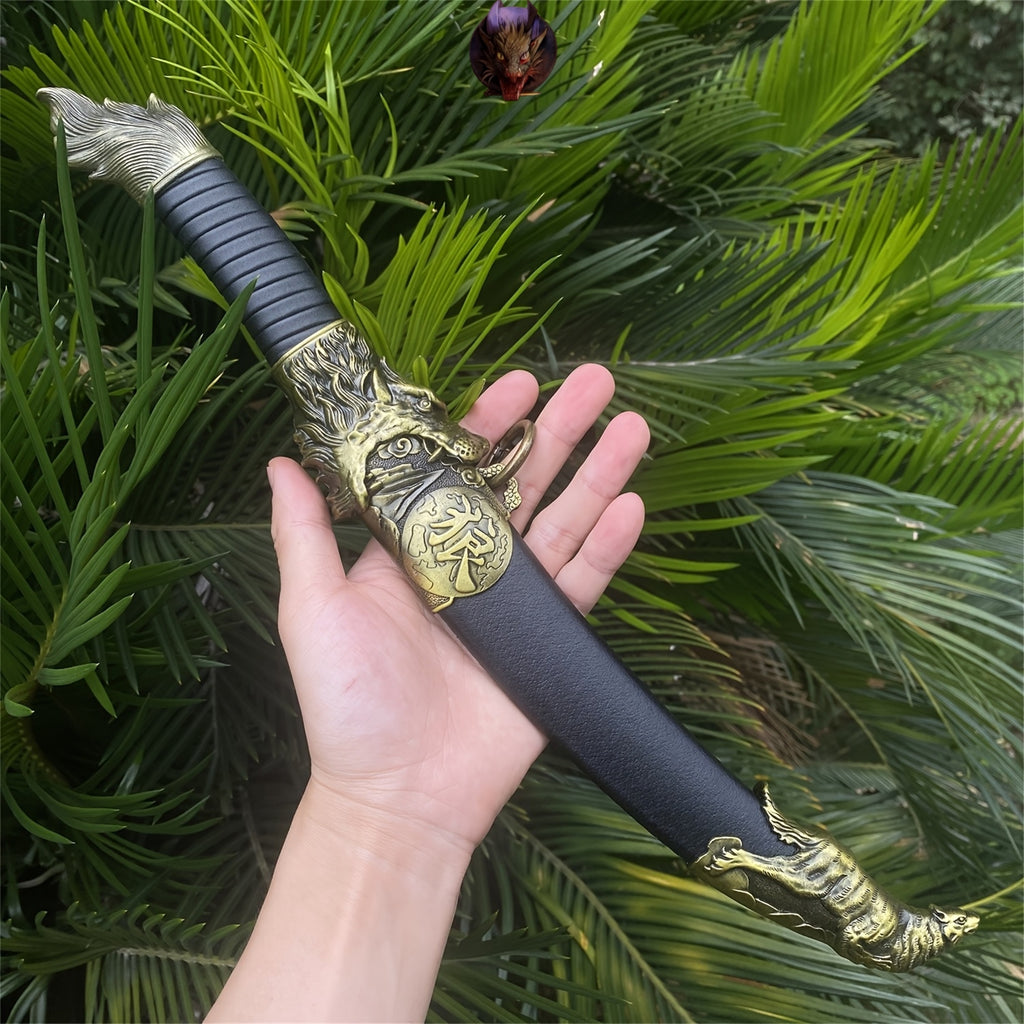 Wolf Head Knife Handcarft Wolf Steel Dagger Blunt Blade Sword