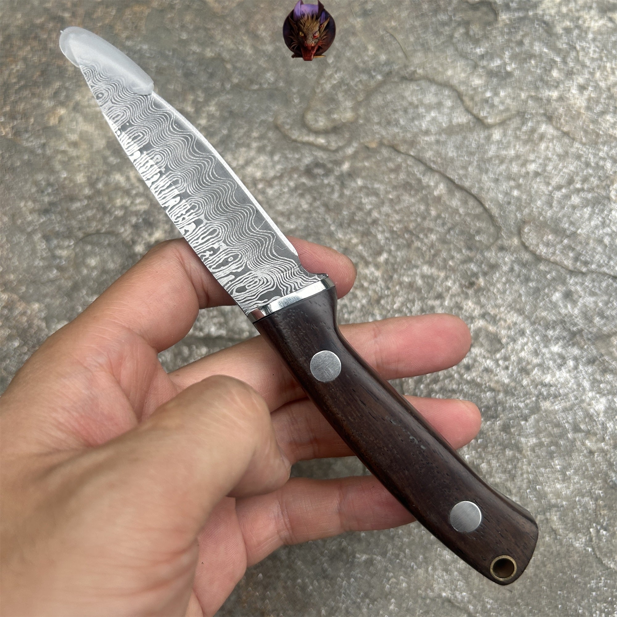 Wooden Handle Mini Damascus Sharp Knife