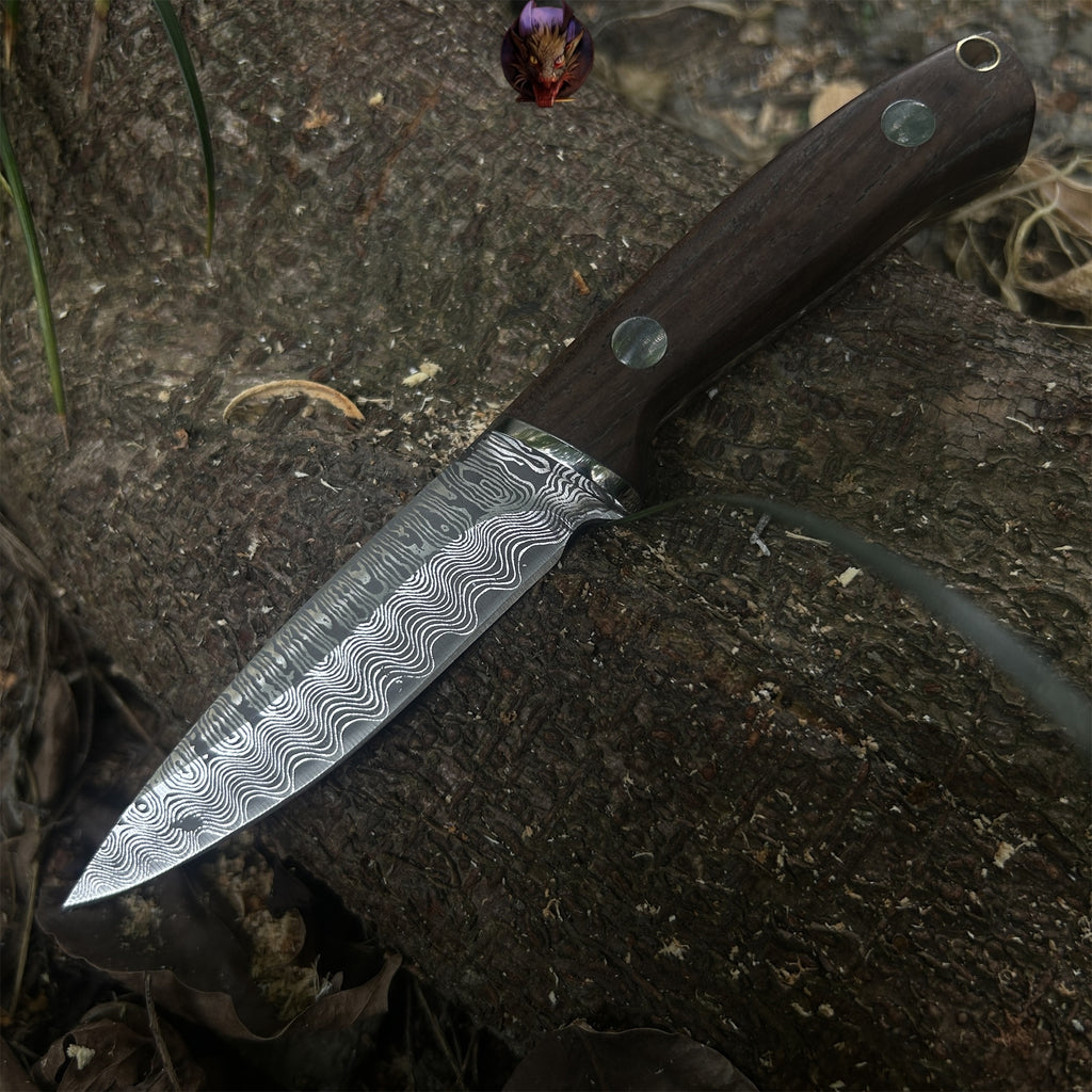 Wooden Handle Mini Damascus Sharp Knife