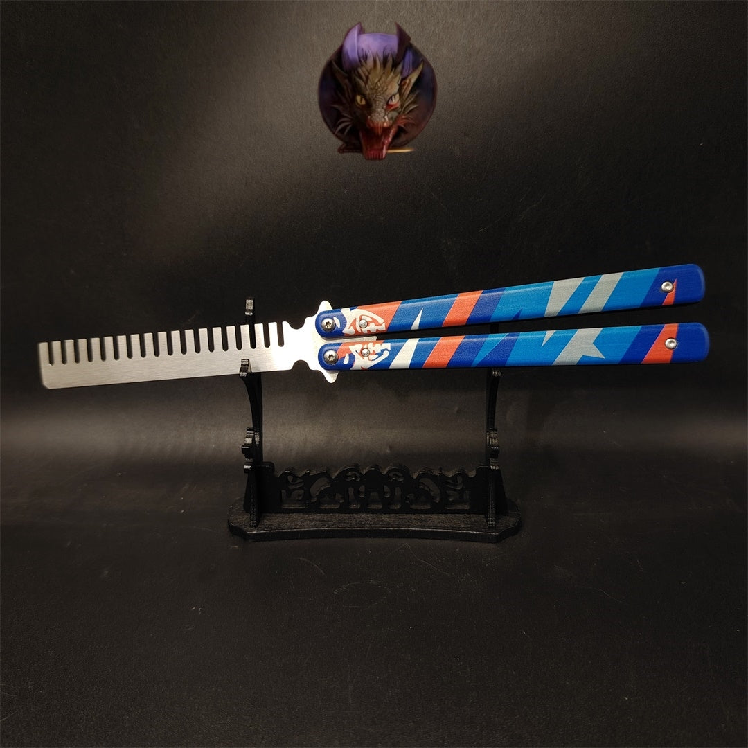 Game Prop Steel Yoru Comb Balisong Butterfly Trainer Gamer Gift