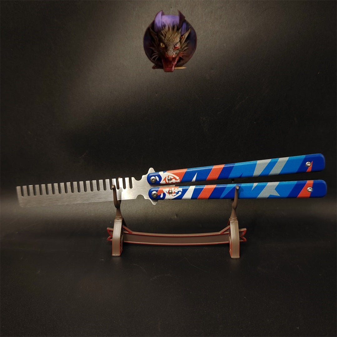 Game Prop Steel Yoru Comb Balisong Butterfly Trainer Gamer Gift