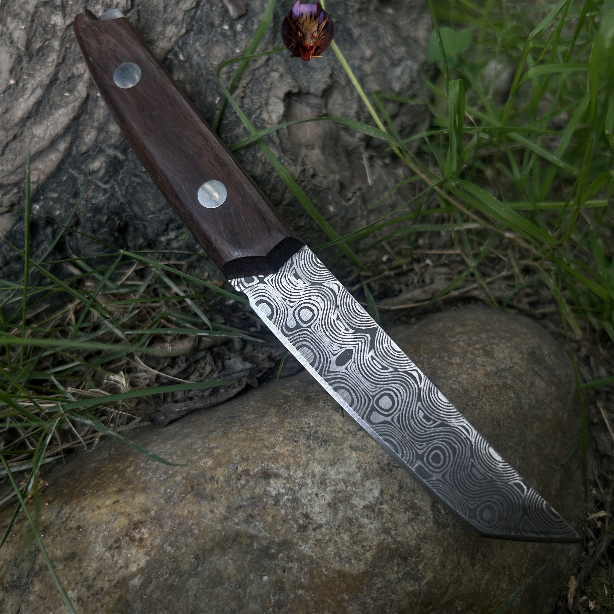 Mini Damascus Wooden Handle Sharp Knife