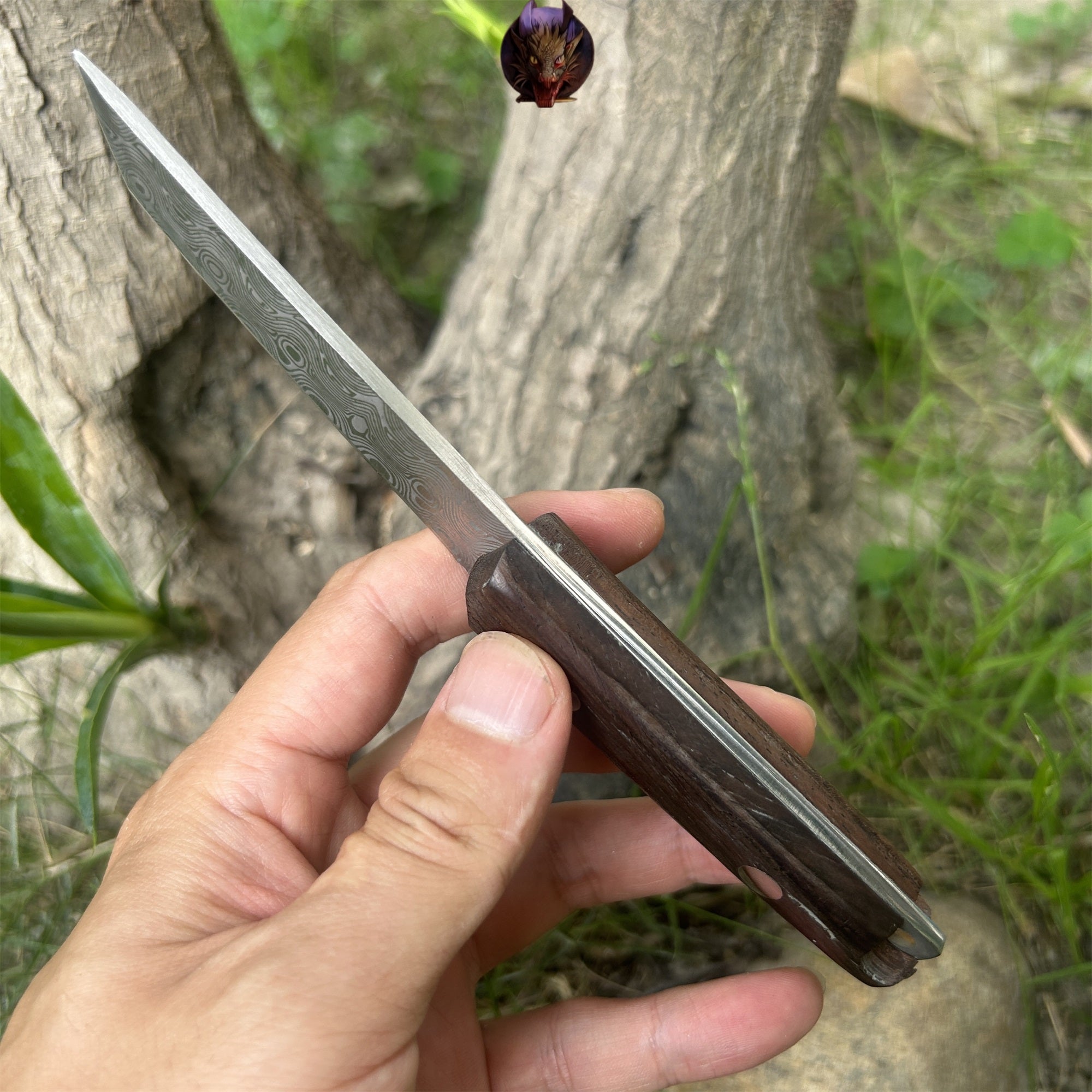 Mini Damascus Wooden Handle Sharp Knife