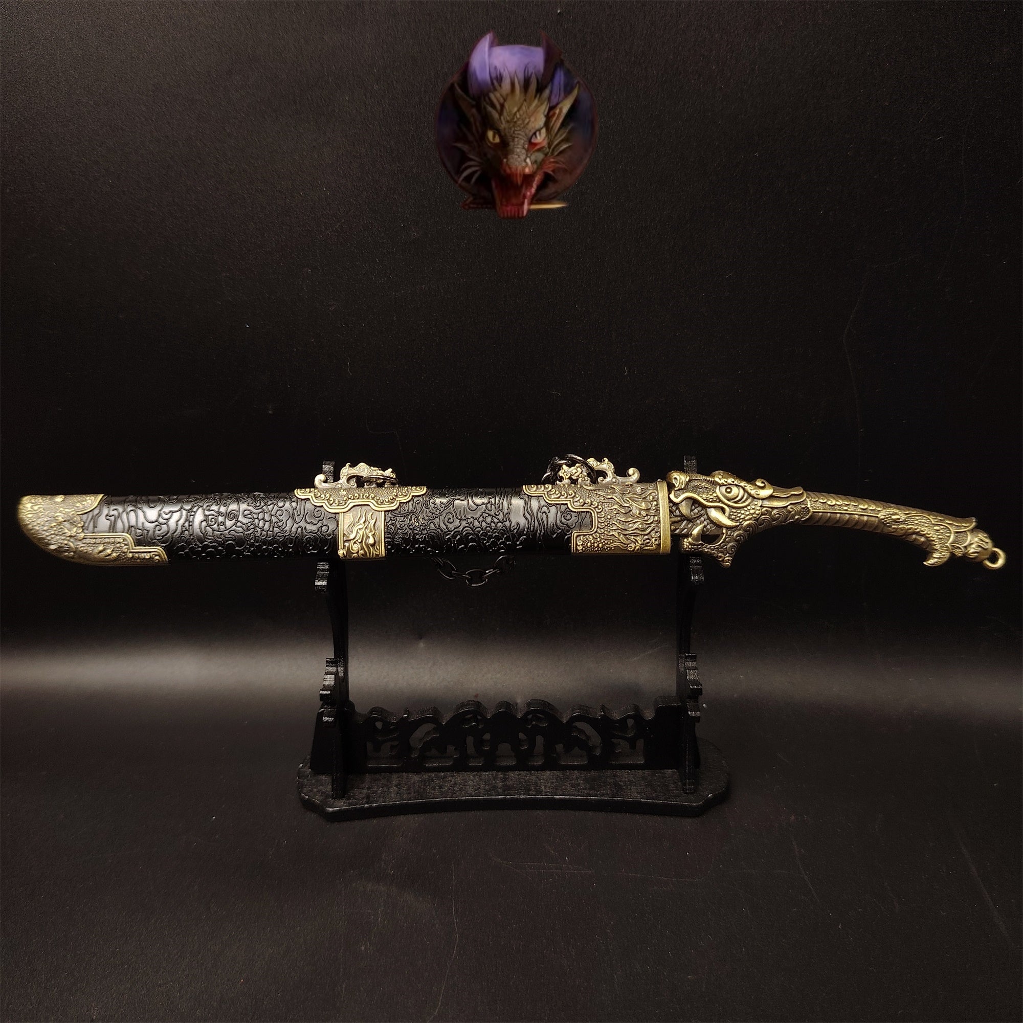 Ancient Chinese Dragon Head Sword Metal Replica