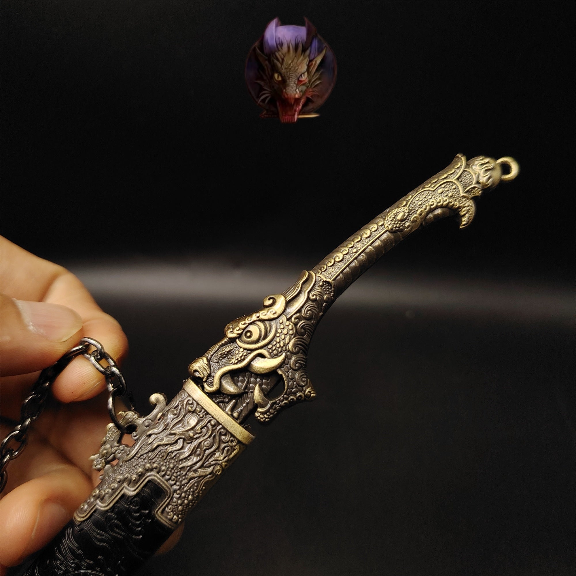 Ancient Chinese Dragon Head Sword Metal Replica